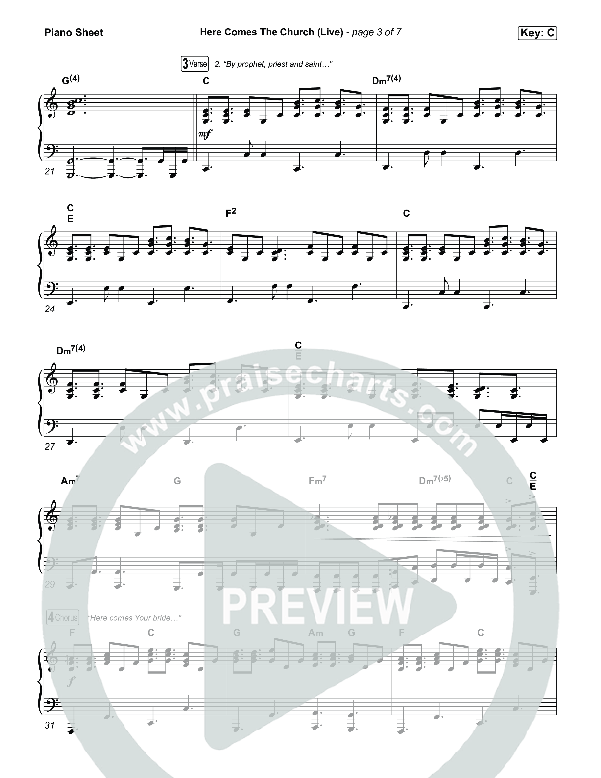 Here Comes The Church (Live) Piano Sheet (Tauren Wells / Tiffany Hudson)