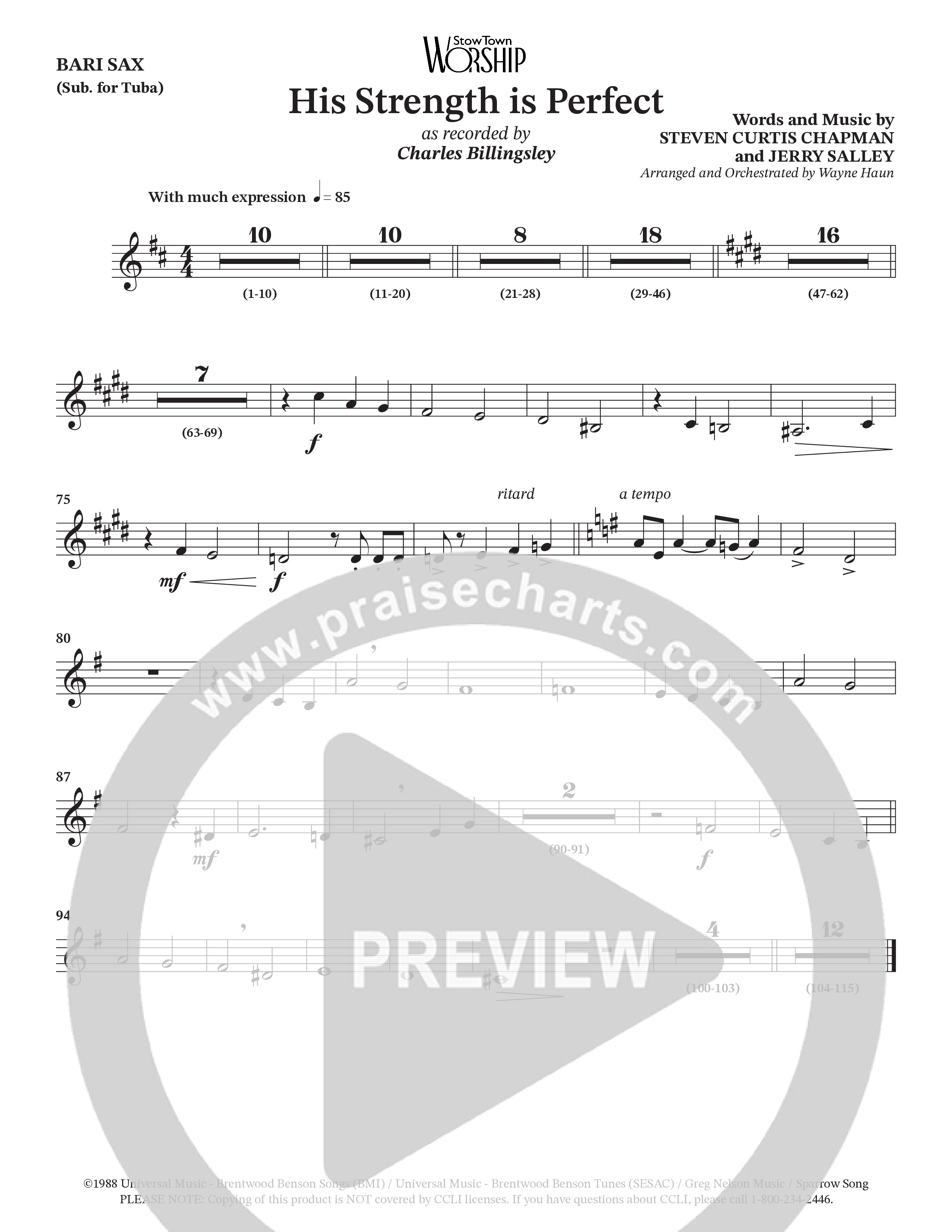 His Strength (Choral Anthem SATB) Bari Sax (Charles Billingsley / Arr. Wayne Haun)