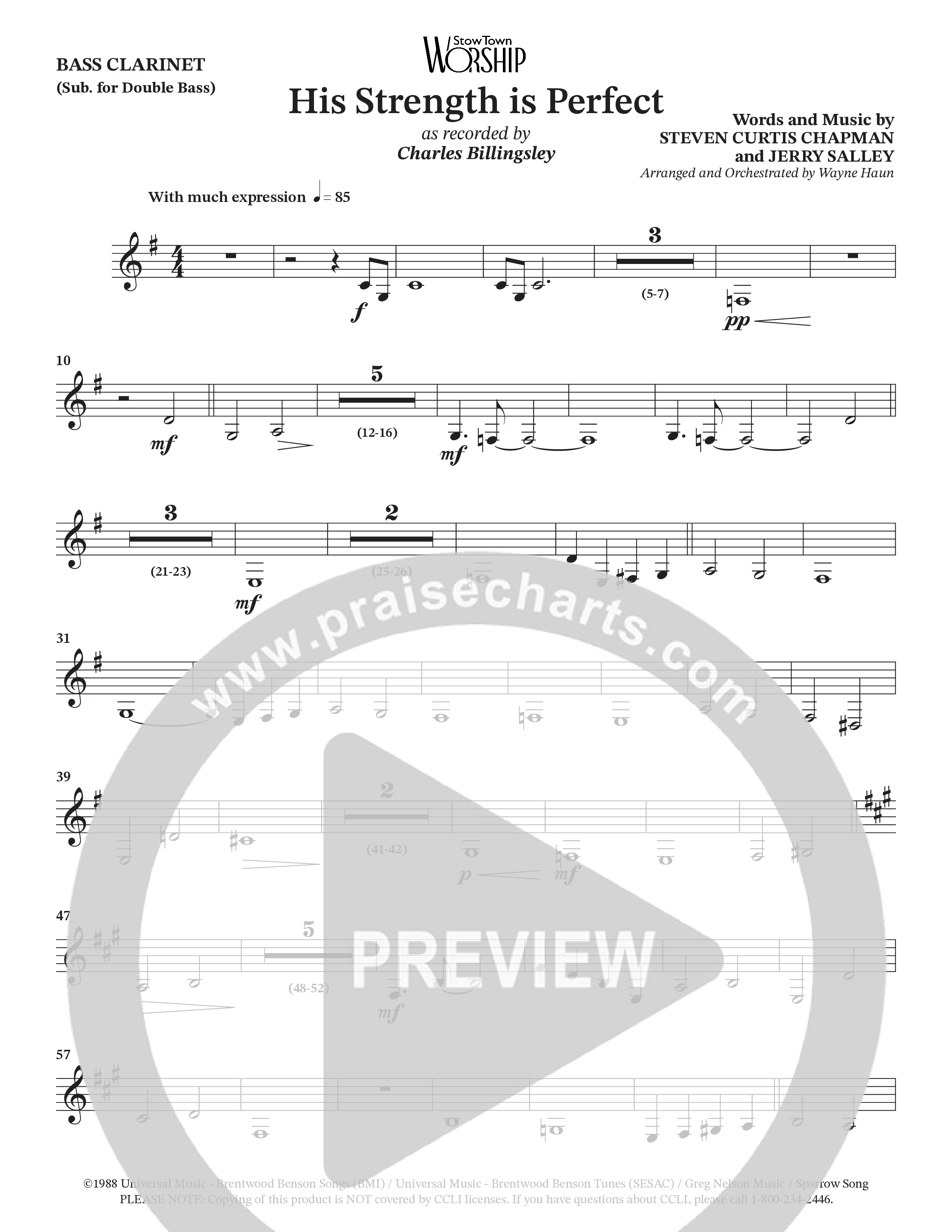 His Strength (Choral Anthem SATB) Bass Clarinet (Charles Billingsley / Arr. Wayne Haun)