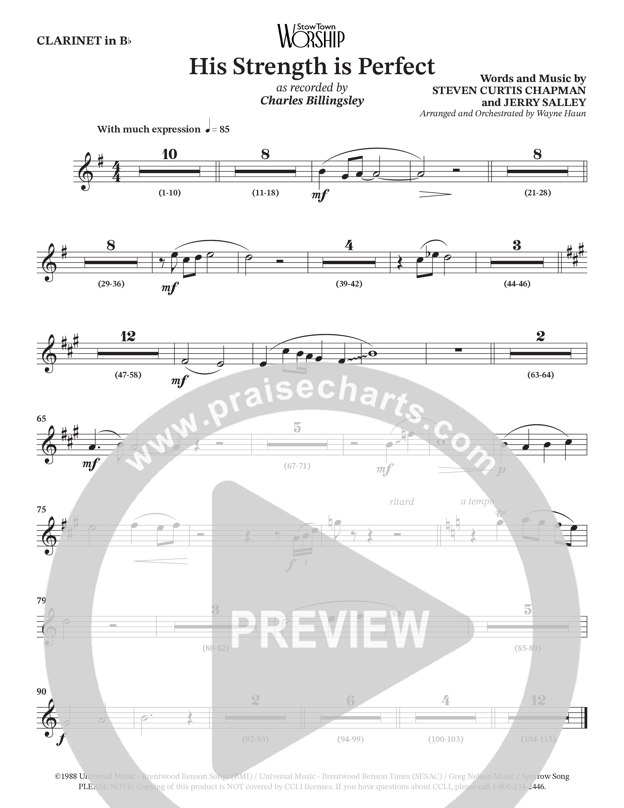 His Strength (Choral Anthem SATB) Clarinet (Charles Billingsley / Arr. Wayne Haun)