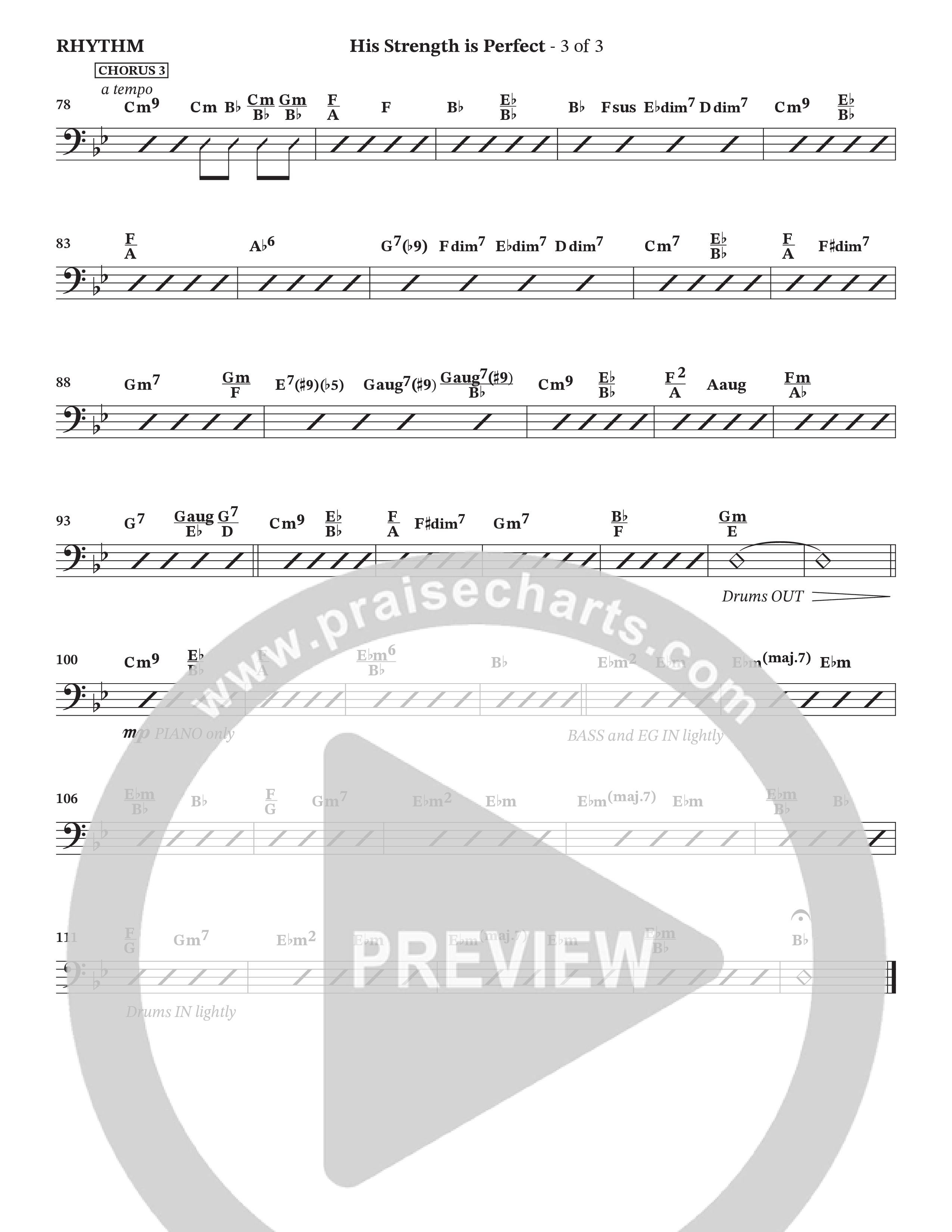 His Strength (Choral Anthem SATB) Rhythm Chart (Charles Billingsley / Arr. Wayne Haun)