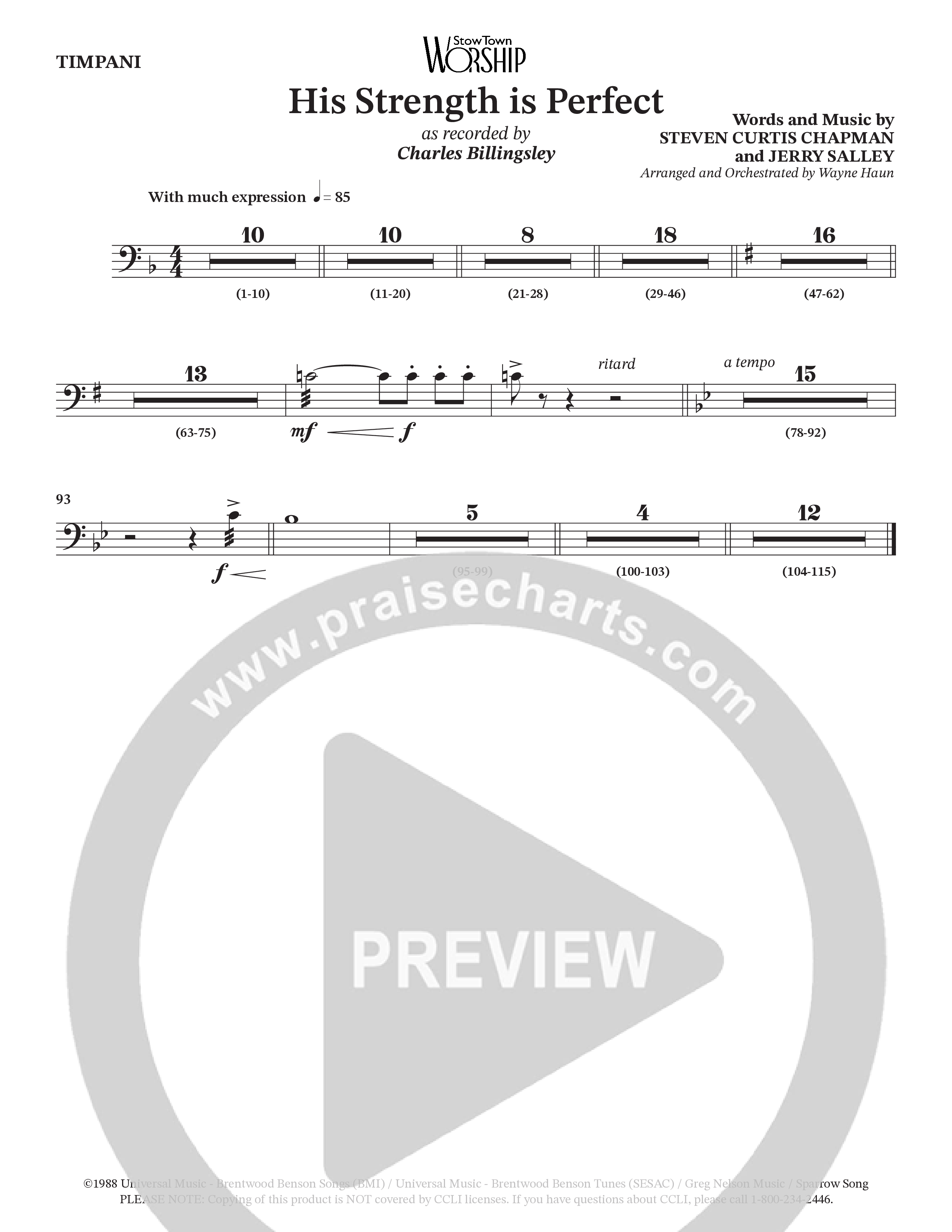 His Strength (Choral Anthem SATB) Timpani (Charles Billingsley / Arr. Wayne Haun)