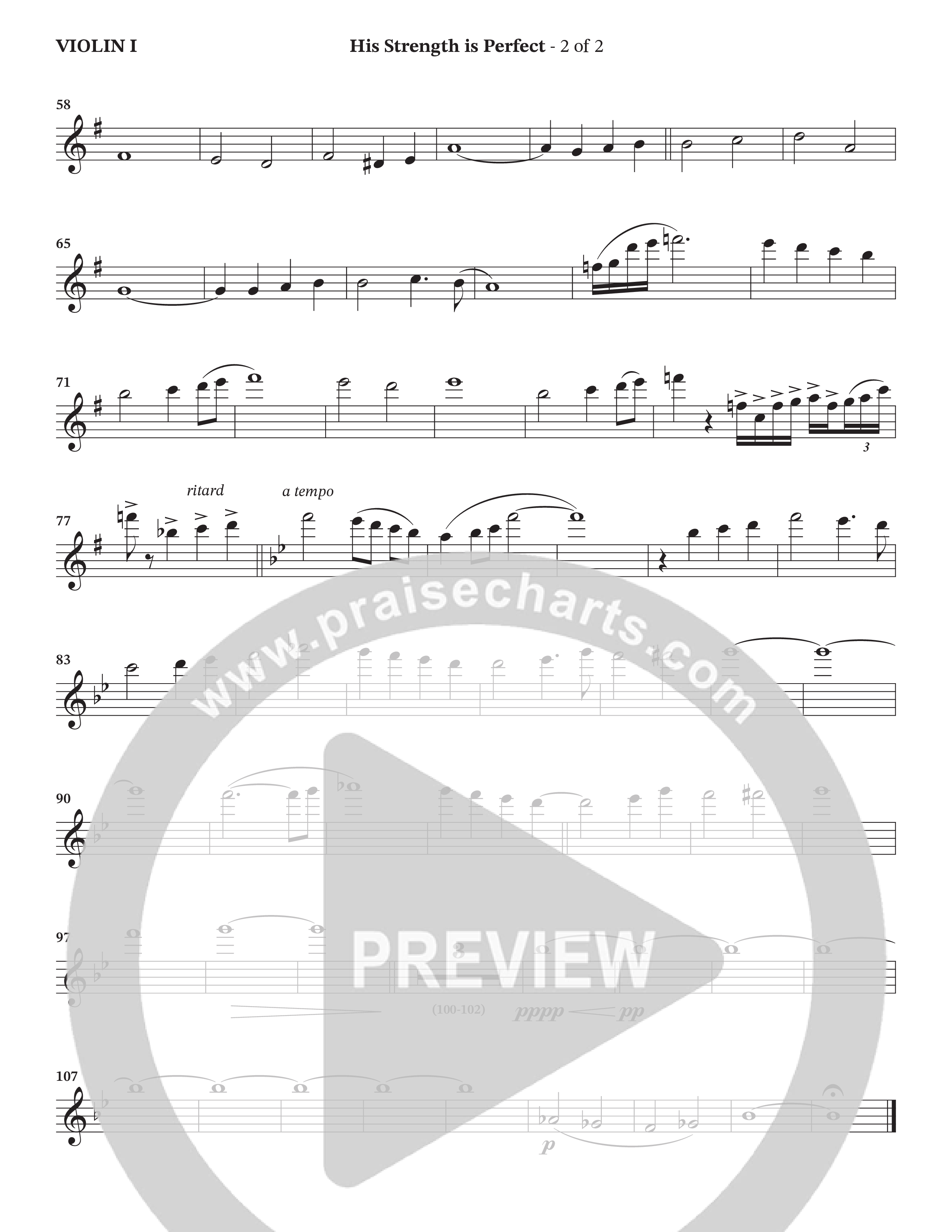 His Strength (Choral Anthem SATB) Violin 1 (Charles Billingsley / Arr. Wayne Haun)