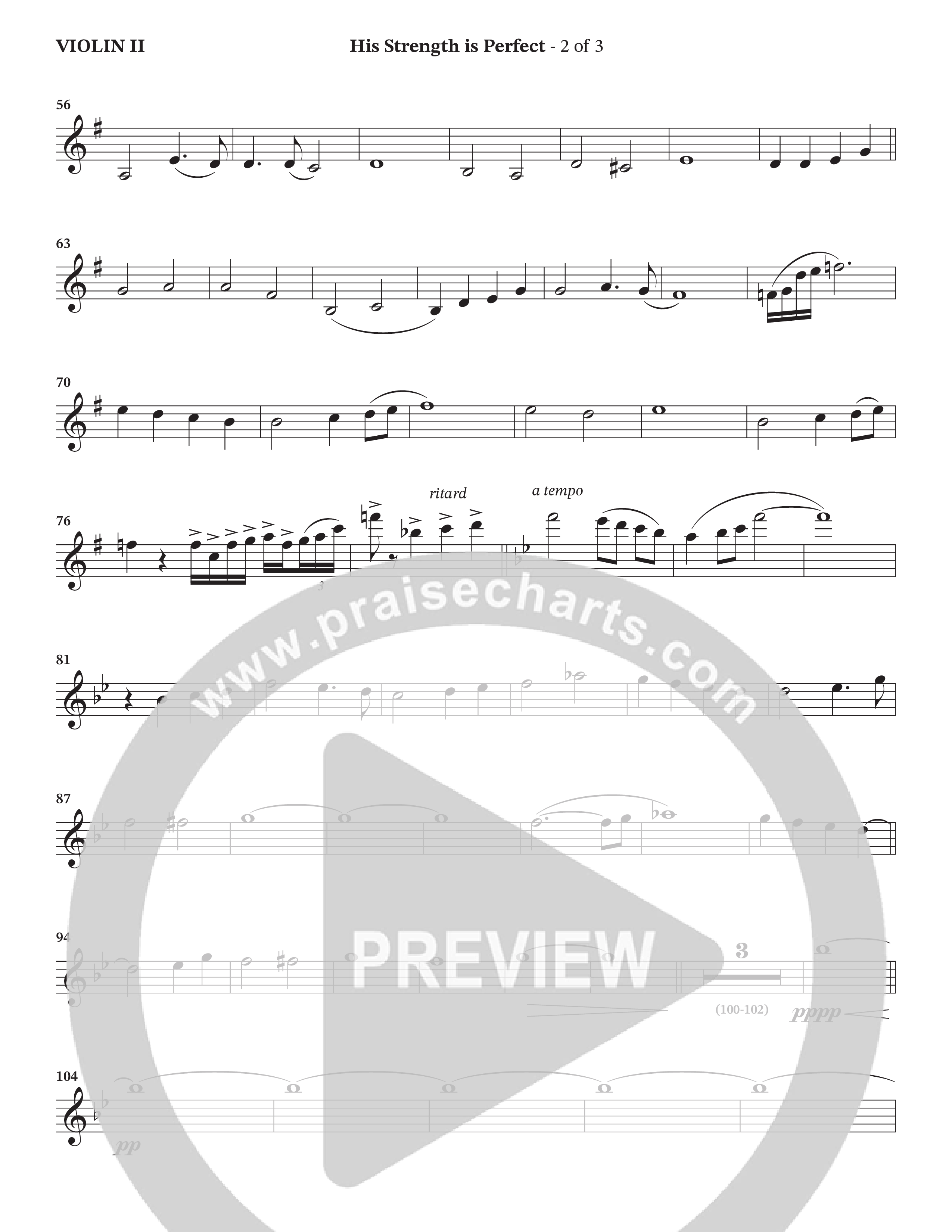 His Strength (Choral Anthem SATB) Violin 2 (Charles Billingsley / Arr. Wayne Haun)