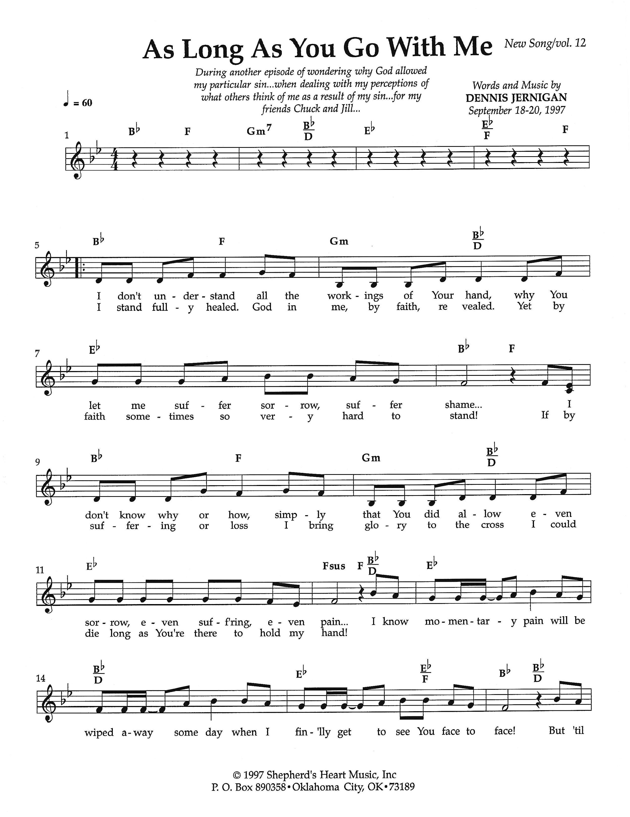 As Long As You Go With Me Lead Sheet Melody (Dennis Jernigan)