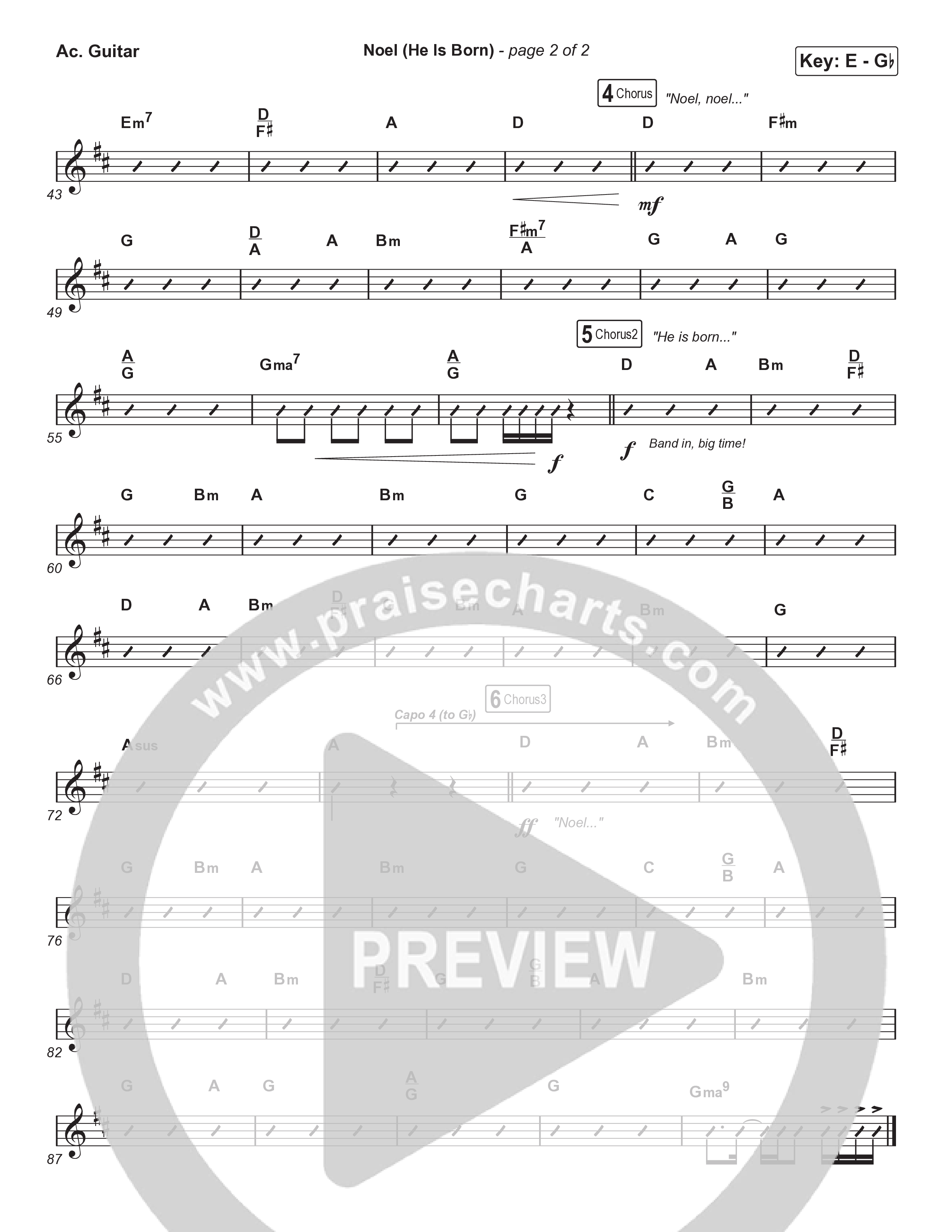 Noel (He Is Born) (Choral Anthem SATB) Acoustic Guitar (Tommee Profitt / Stanaj / Arr. Luke Gambill)
