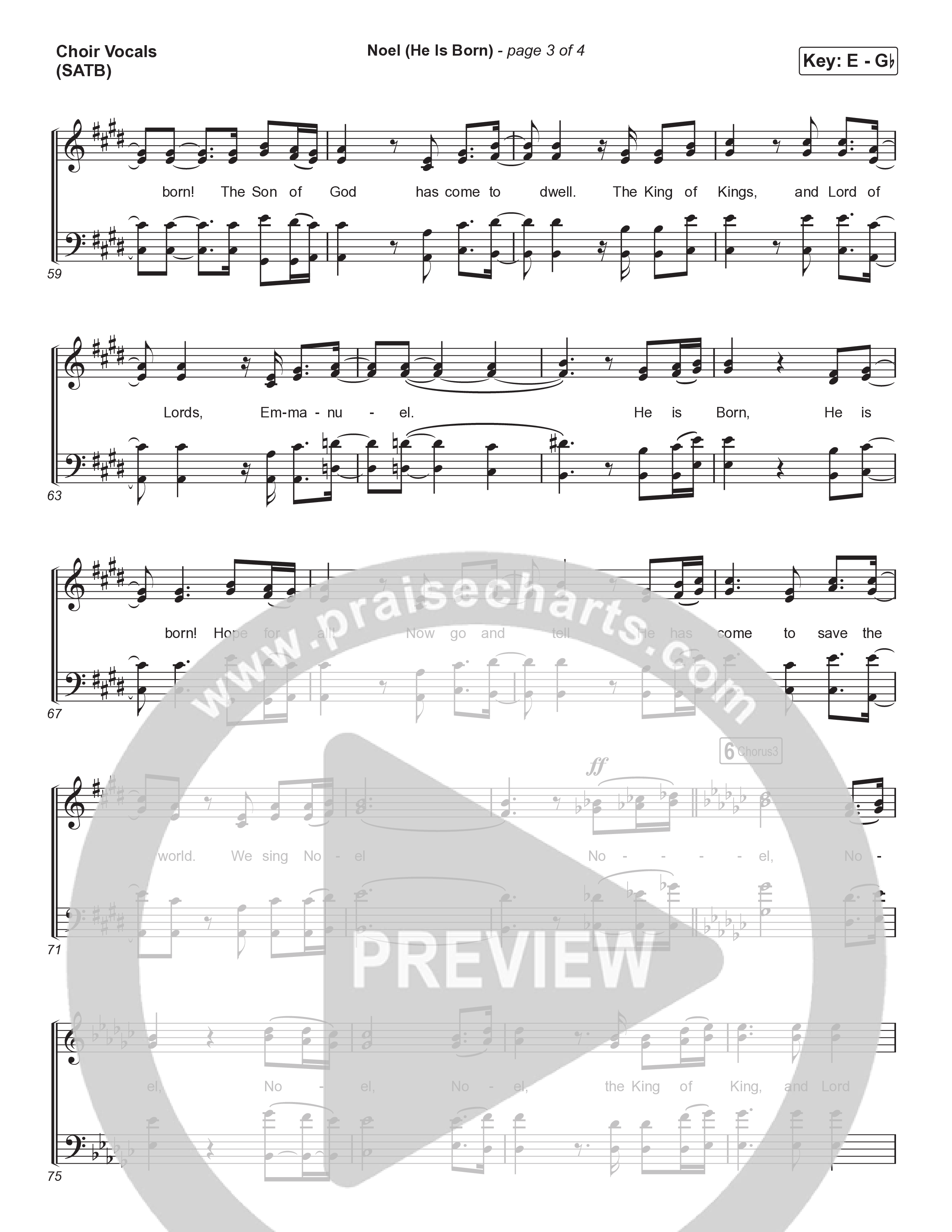 Noel (He Is Born) (Choral Anthem SATB) Choir Sheet (SATB) (Tommee Profitt / Stanaj / Arr. Luke Gambill)