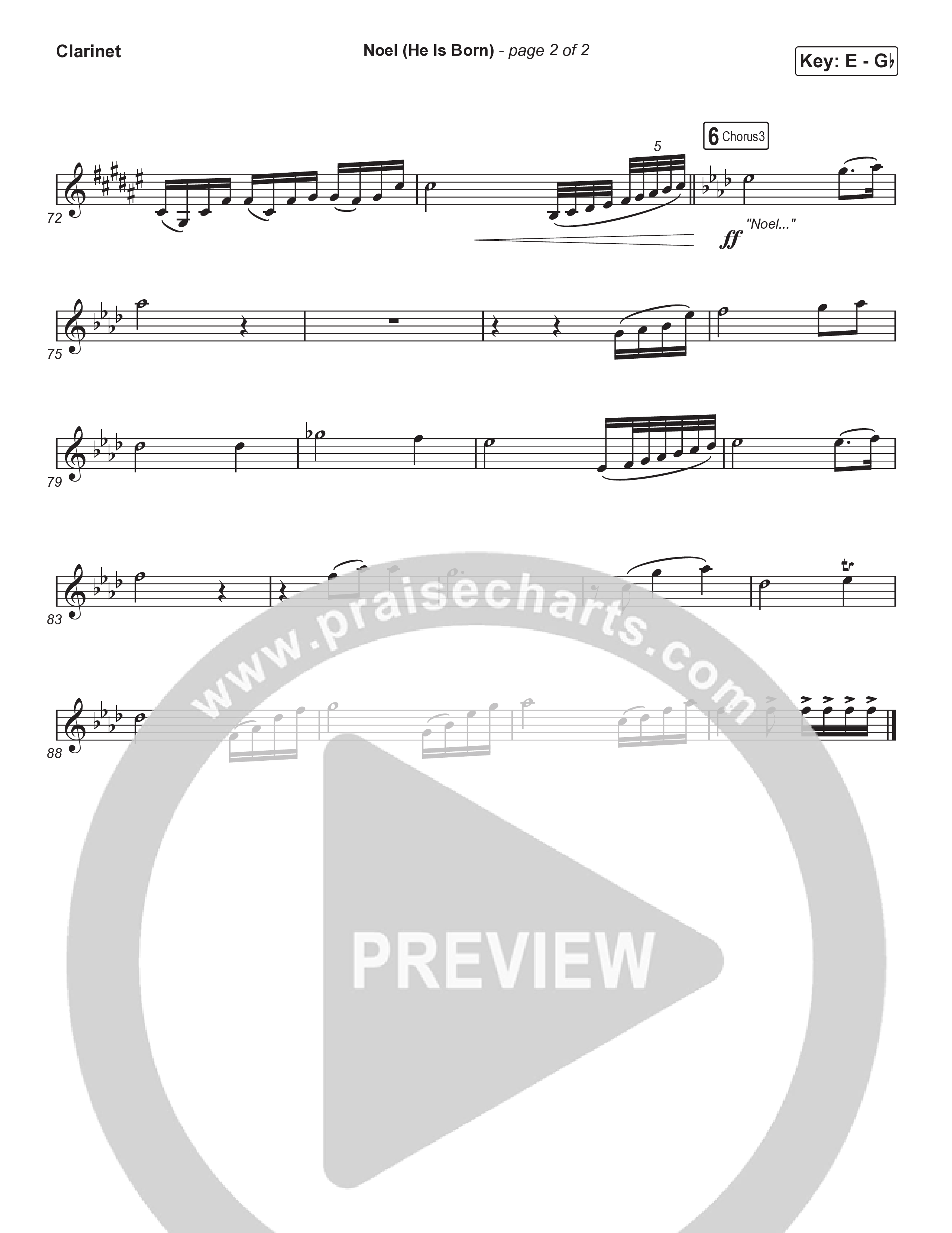 Noel (He Is Born) (Choral Anthem SATB) Clarinet 1,2 (Tommee Profitt / Stanaj / Arr. Luke Gambill)