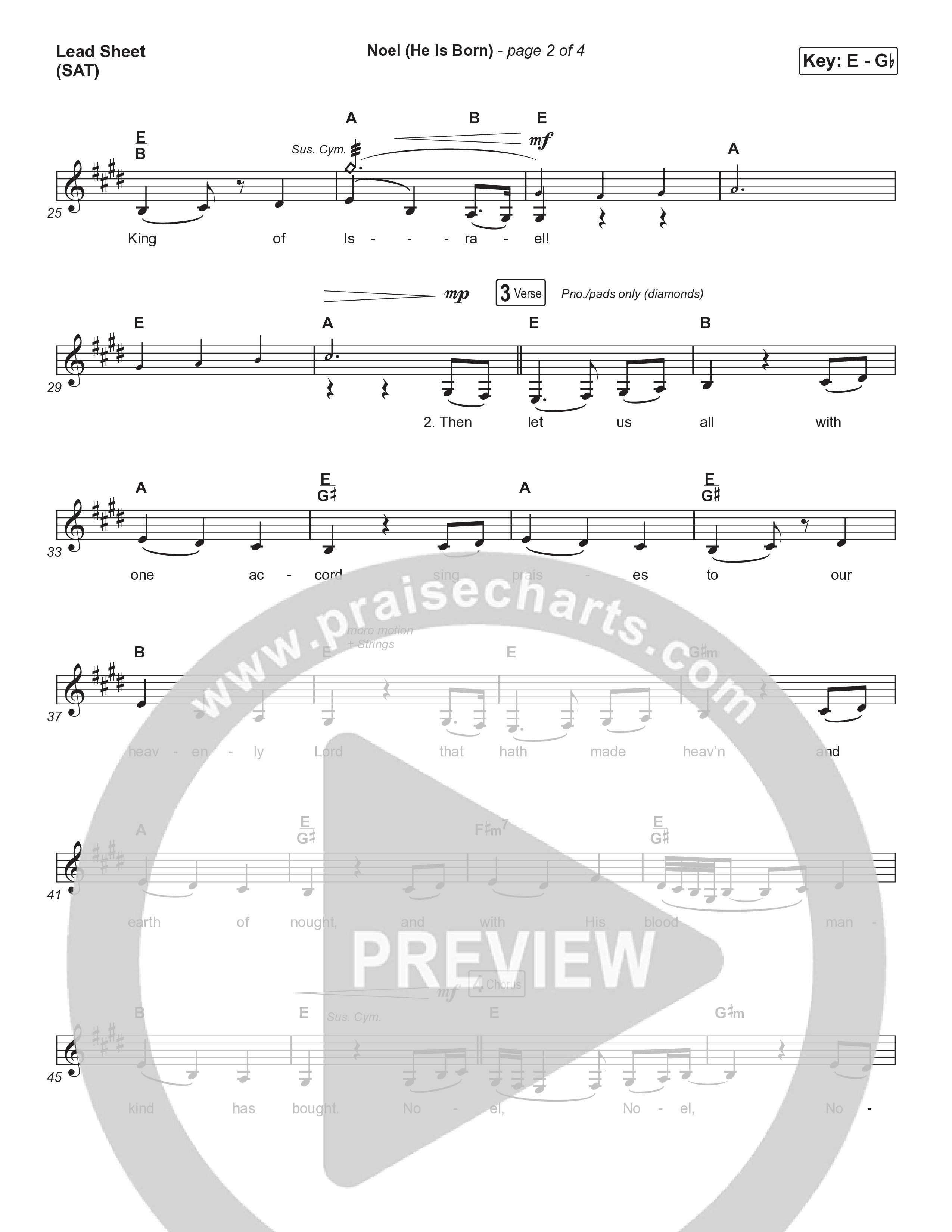 Noel (He Is Born) (Choral Anthem SATB) Lead Sheet (SAT) (Tommee Profitt / Stanaj / Arr. Luke Gambill)