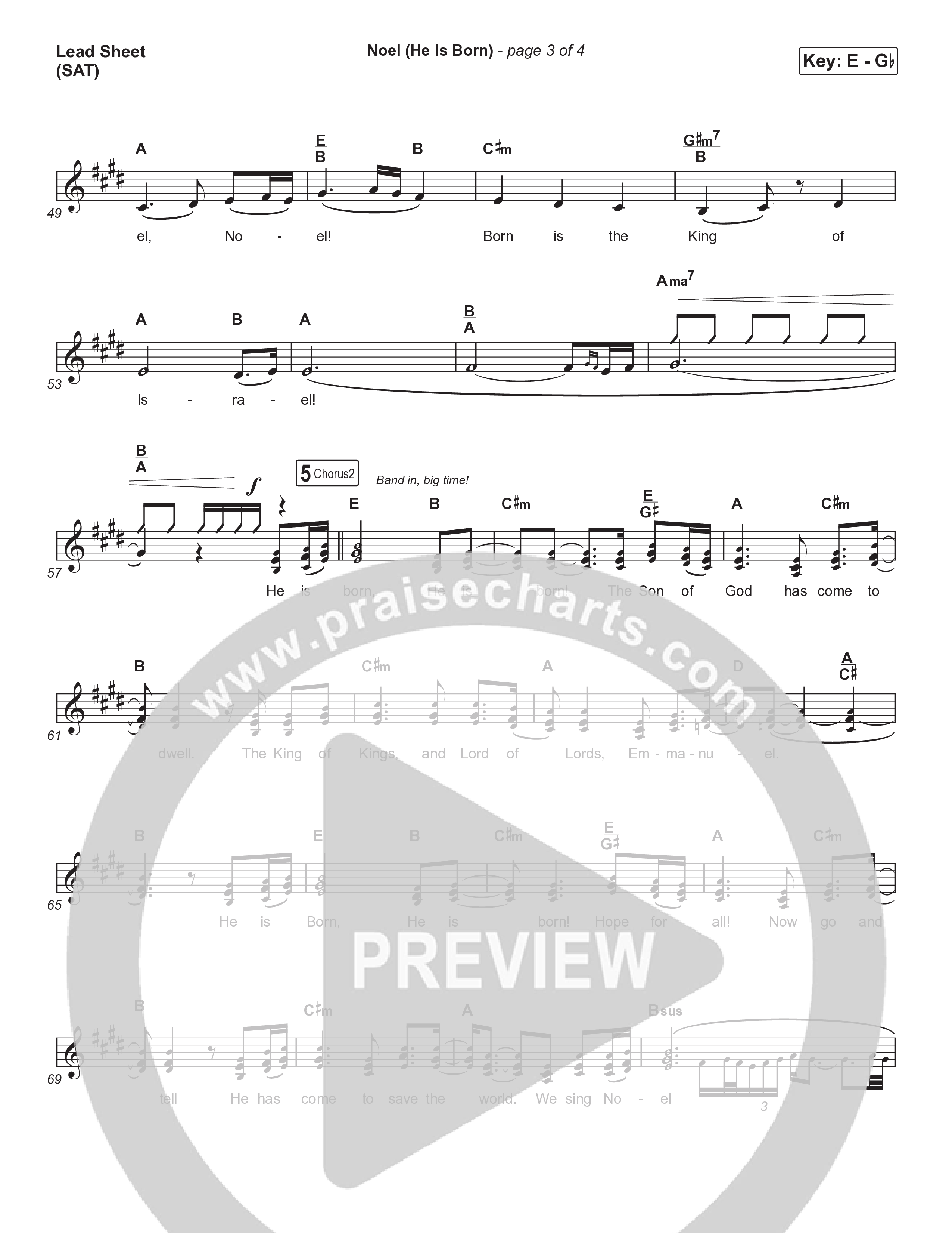 Noel (He Is Born) (Choral Anthem SATB) Lead Sheet (SAT) (Tommee Profitt / Stanaj / Arr. Luke Gambill)