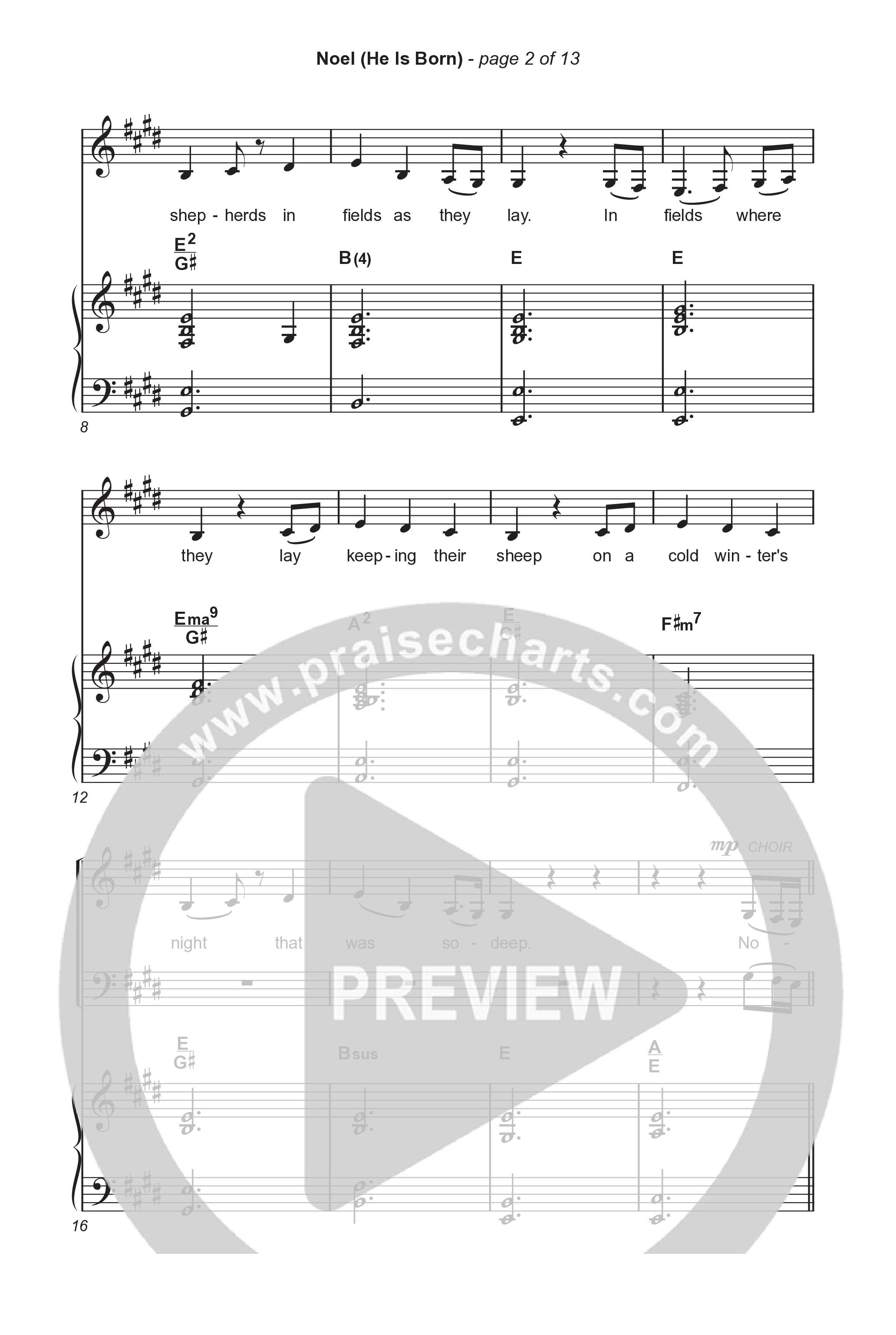 Noel (He Is Born) (Choral Anthem SATB) Octavo (SATB & Pno) (Tommee Profitt / Stanaj / Arr. Luke Gambill)