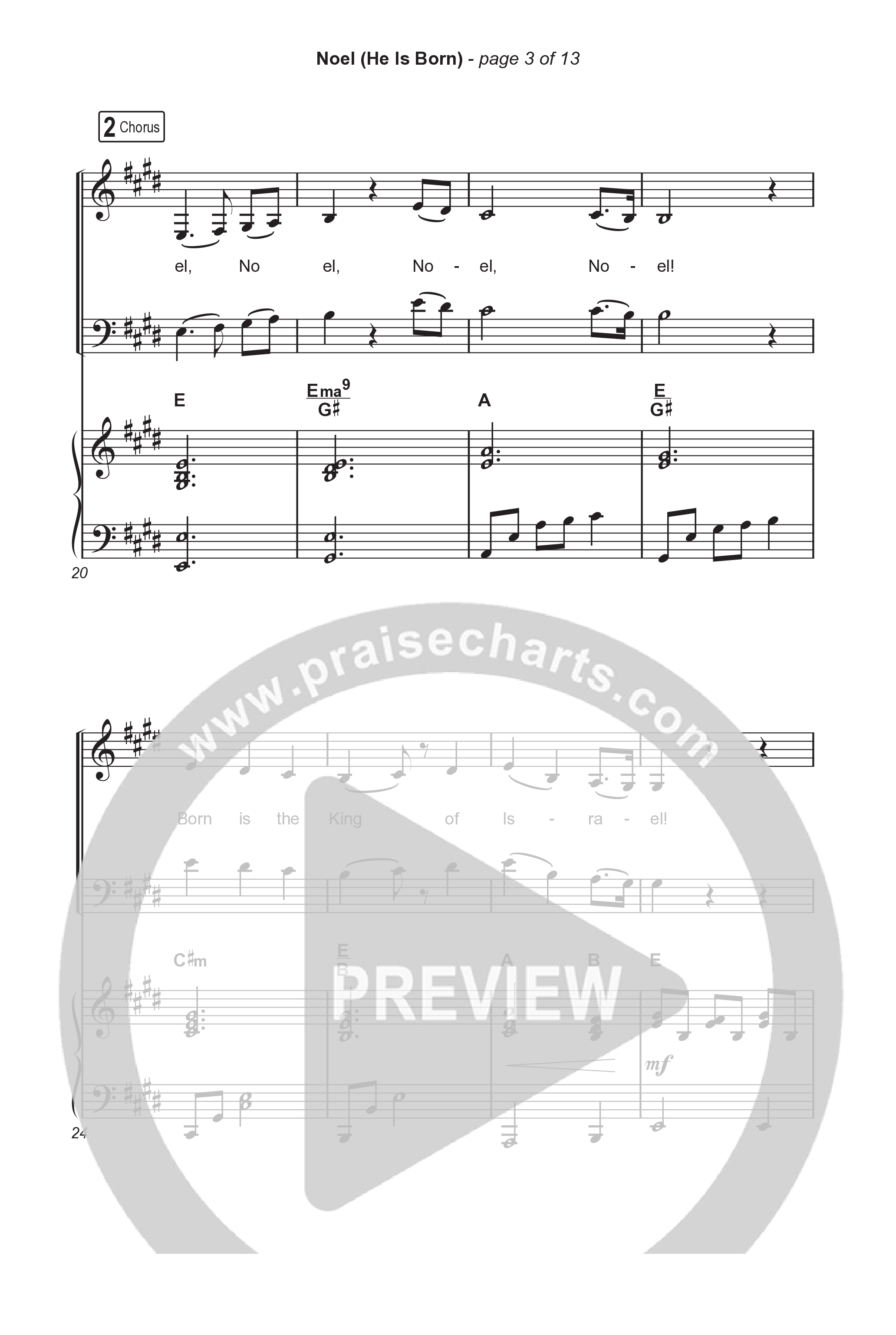 Noel (He Is Born) (Choral Anthem SATB) Octavo (SATB & Pno) (Tommee Profitt / Stanaj / Arr. Luke Gambill)