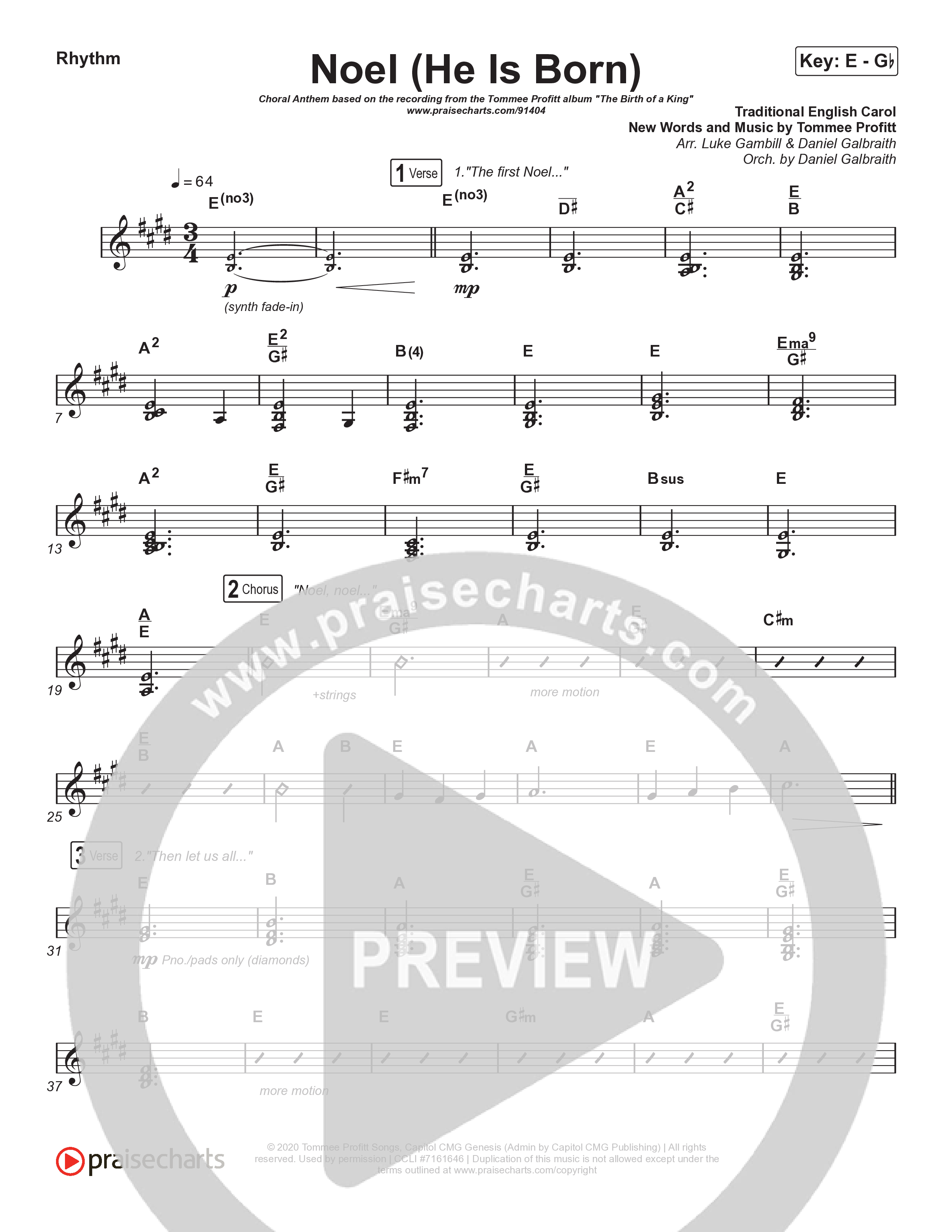 Noel (He Is Born) (Choral Anthem SATB) Rhythm Pack (Tommee Profitt / Stanaj / Arr. Luke Gambill)