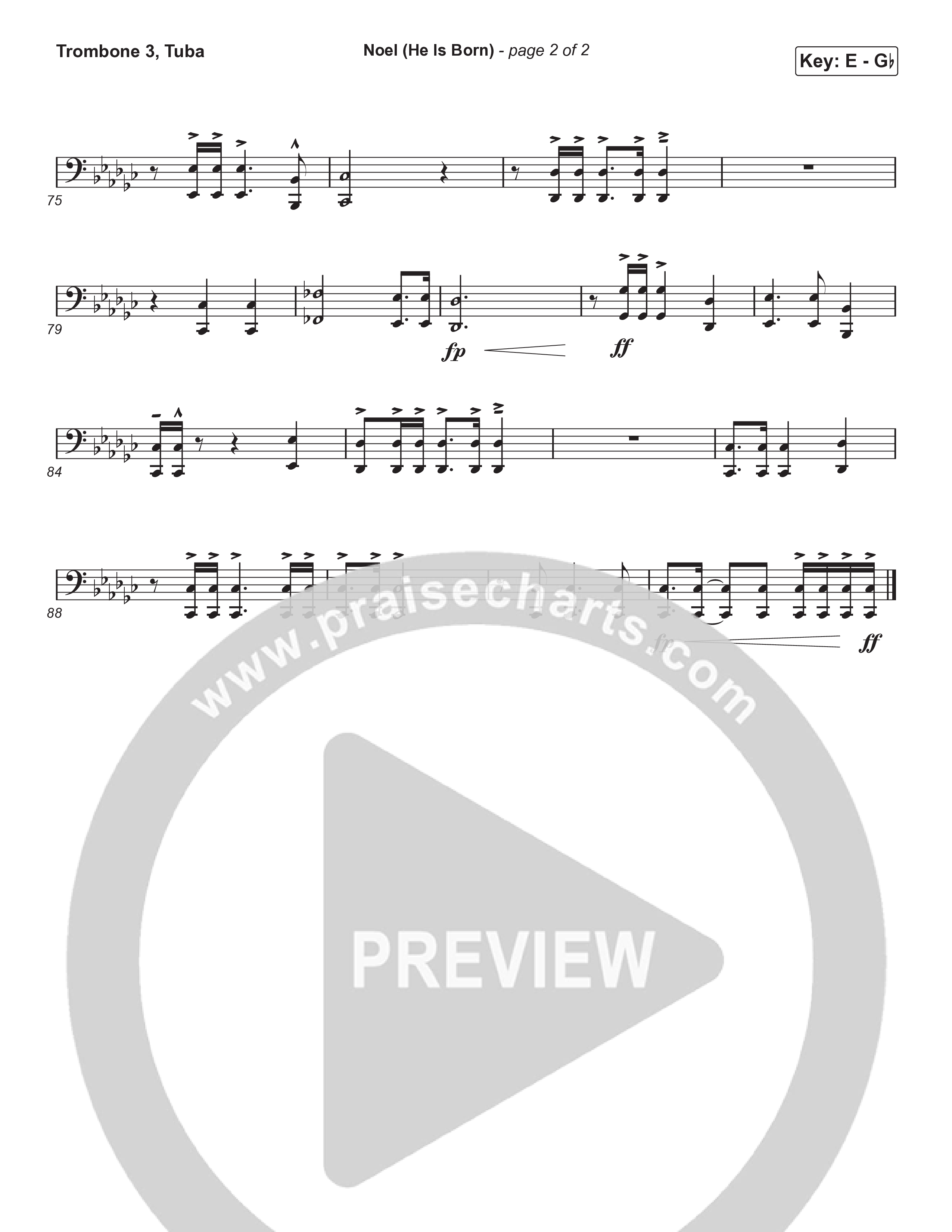 Noel (He Is Born) (Choral Anthem SATB) Trombone 3/Tuba (Tommee Profitt / Stanaj / Arr. Luke Gambill)