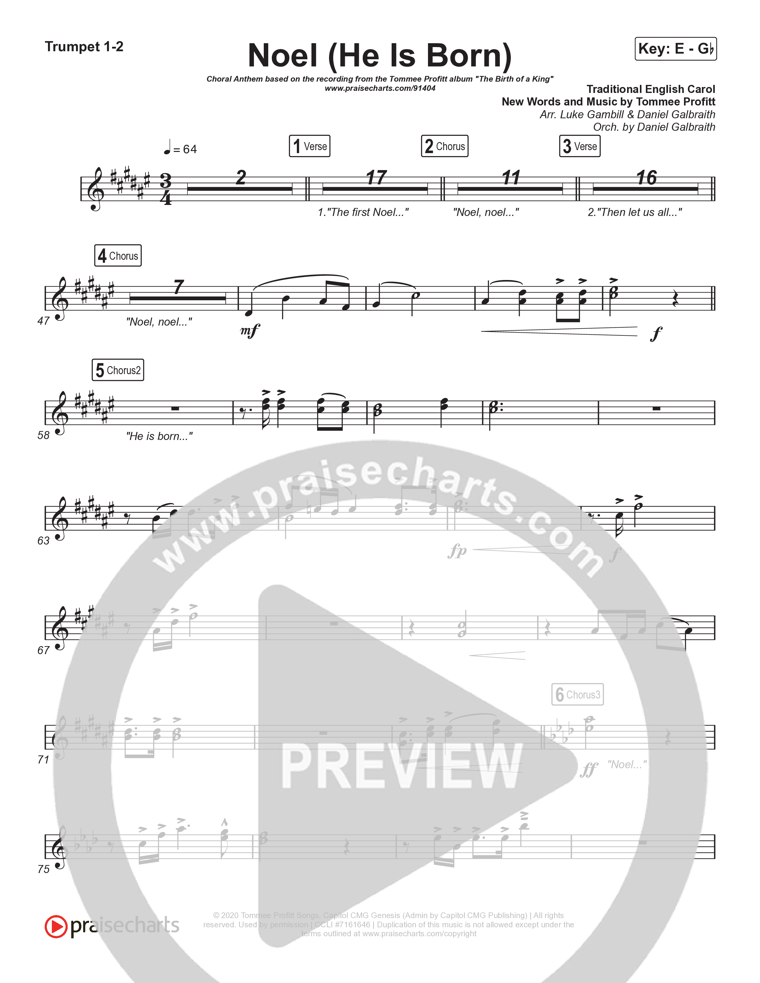Noel (He Is Born) (Choral Anthem SATB) Brass Pack (Tommee Profitt / Stanaj / Arr. Luke Gambill)