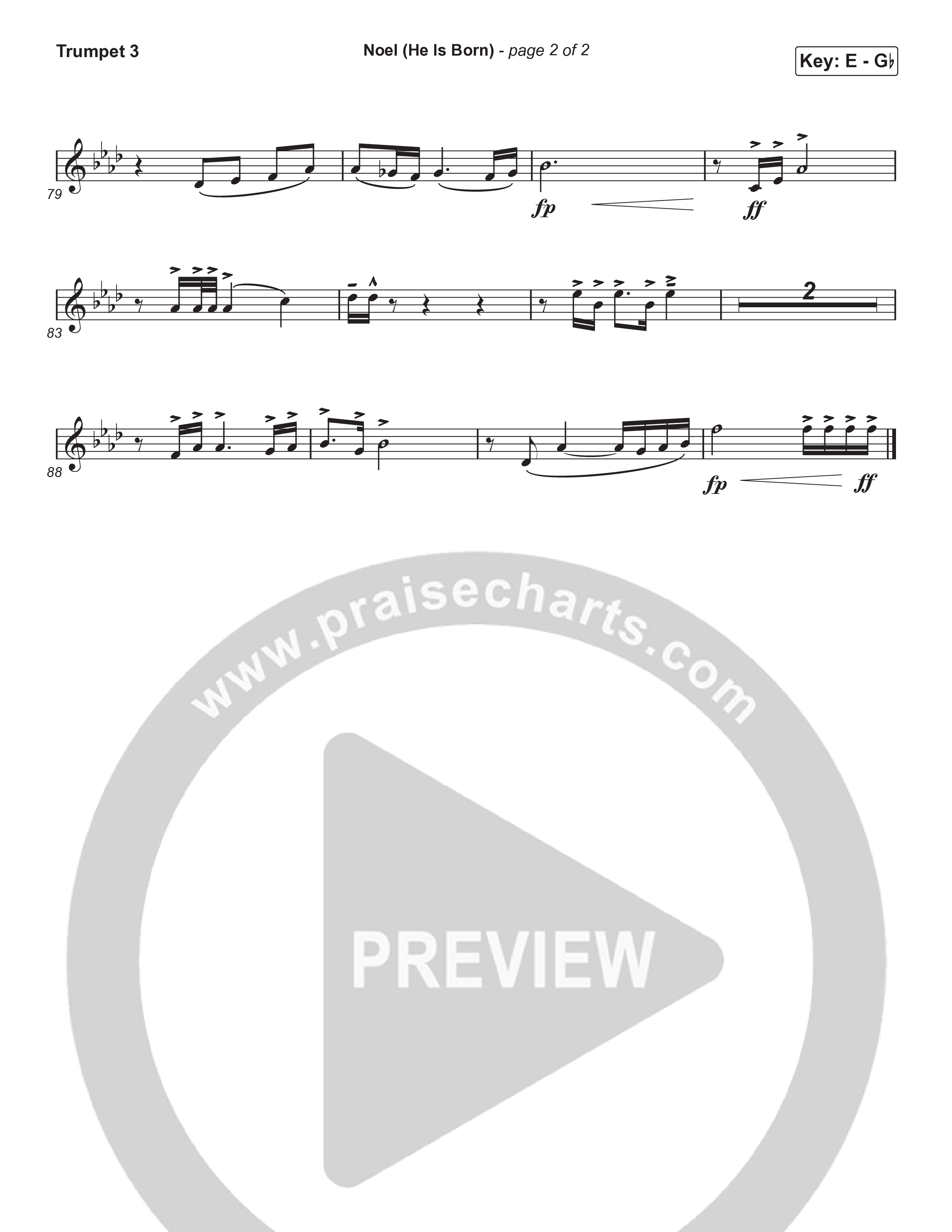 Noel (He Is Born) (Choral Anthem SATB) Trumpet 3 (Tommee Profitt / Stanaj / Arr. Luke Gambill)