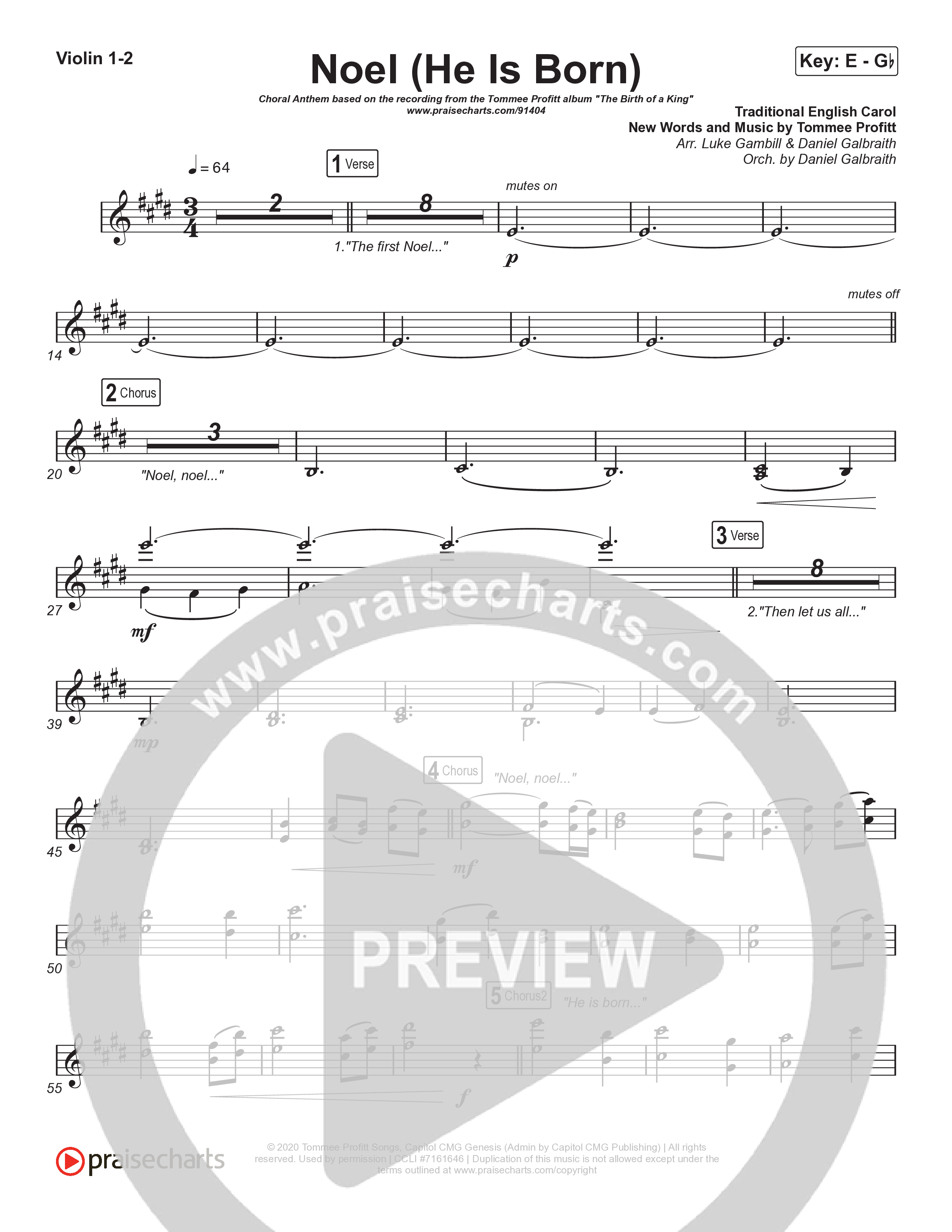 Noel (He Is Born) (Choral Anthem SATB) String Pack (Tommee Profitt / Stanaj / Arr. Luke Gambill)