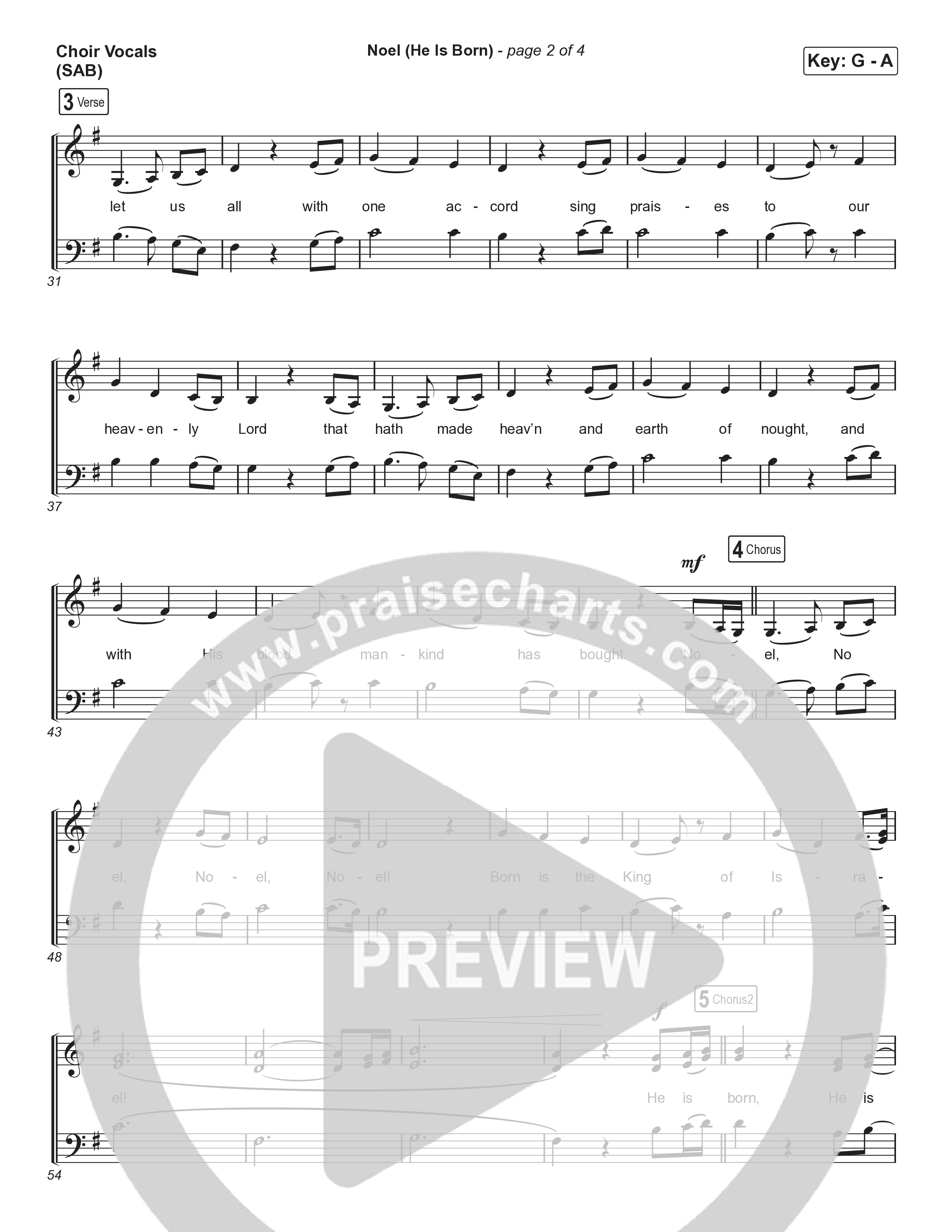 Noel (He Is Born) (Worship Choir/SAB) Choir Sheet (SAB) (Tommee Profitt / Stanaj / Arr. Luke Gambill)
