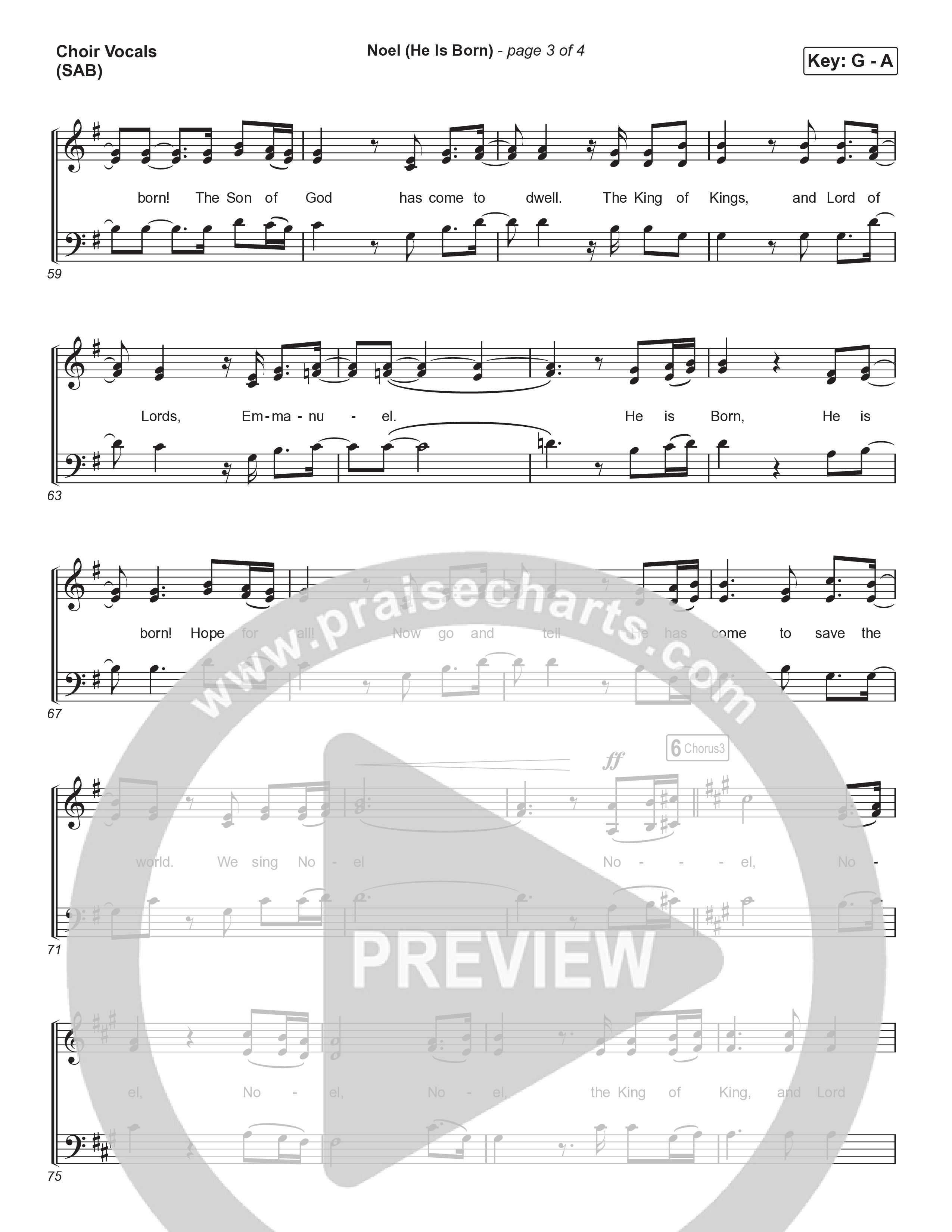 Noel (He Is Born) (Worship Choir/SAB) Choir Sheet (SAB) (Tommee Profitt / Stanaj / Arr. Luke Gambill)