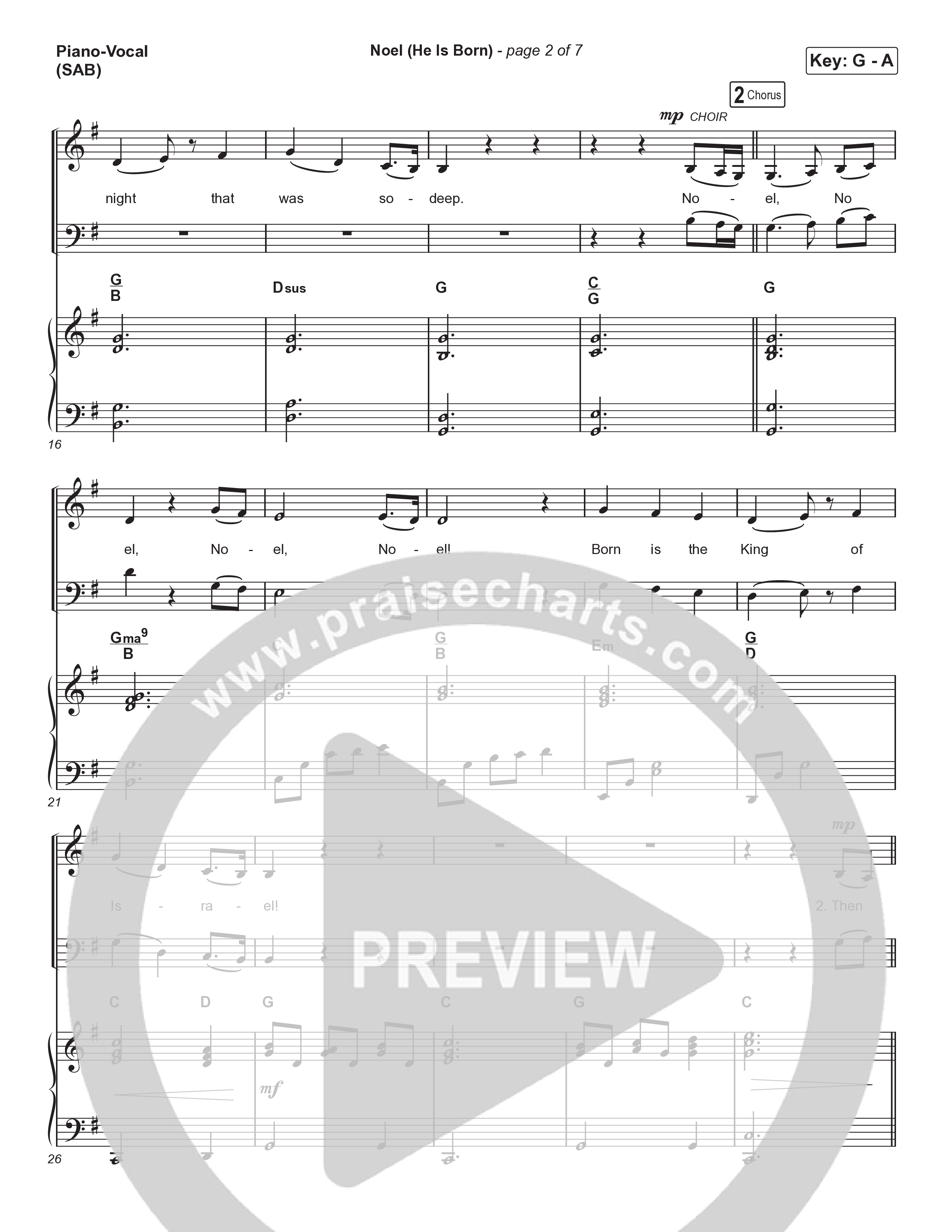 Noel (He Is Born) (Worship Choir/SAB) Piano/Choir (SAB) (Tommee Profitt / Stanaj / Arr. Luke Gambill)