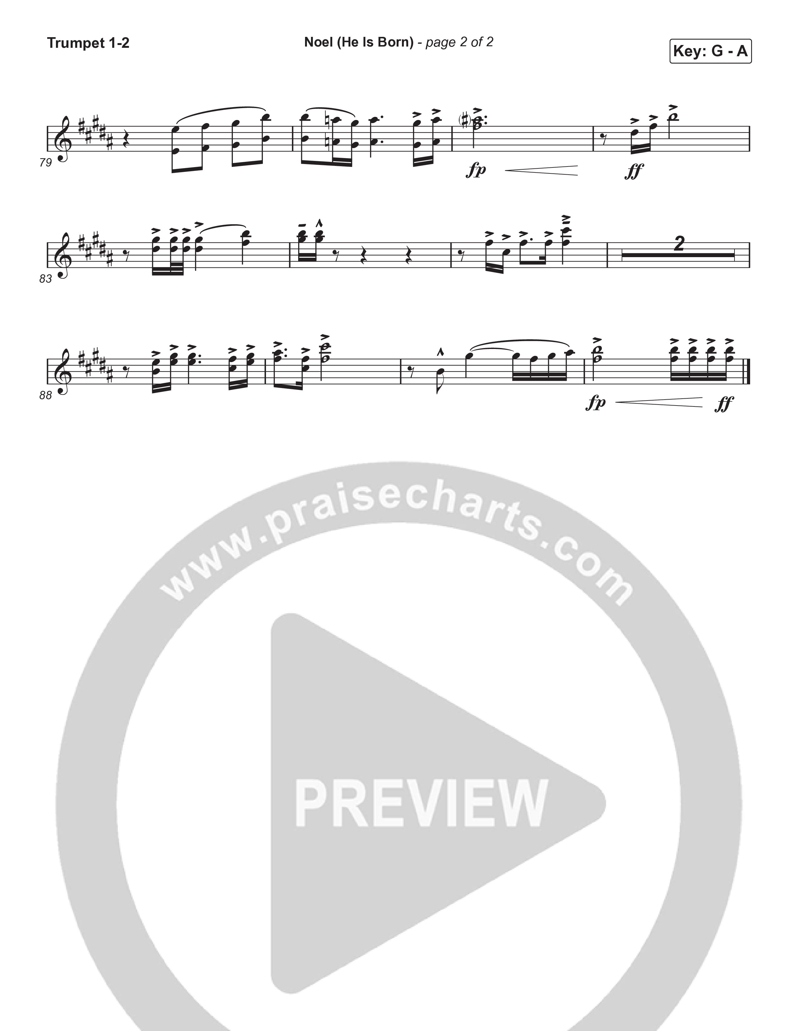 Noel (He Is Born) (Worship Choir/SAB) Trumpet 1,2 (Tommee Profitt / Stanaj / Arr. Luke Gambill)