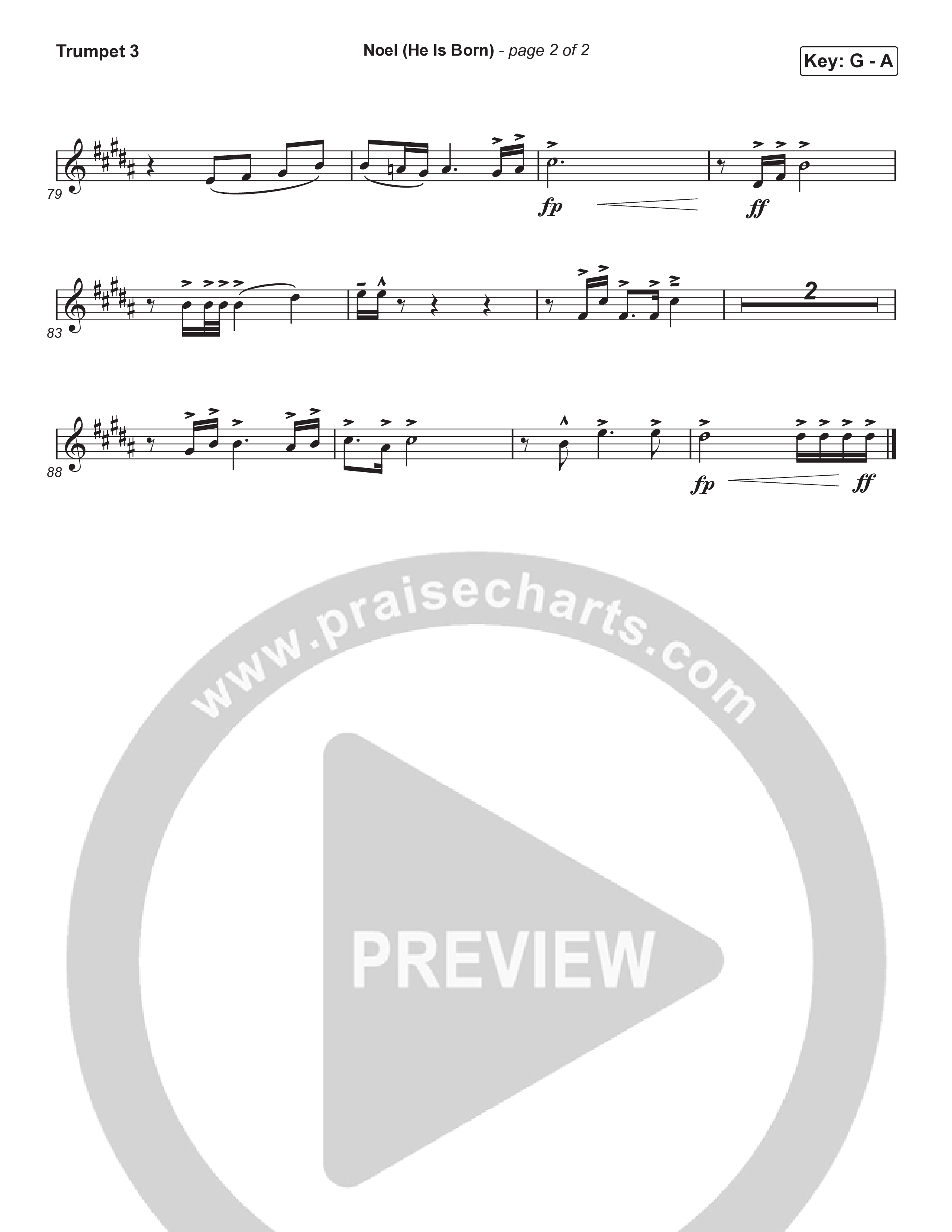 Noel (He Is Born) (Worship Choir/SAB) Trumpet 3 (Tommee Profitt / Stanaj / Arr. Luke Gambill)