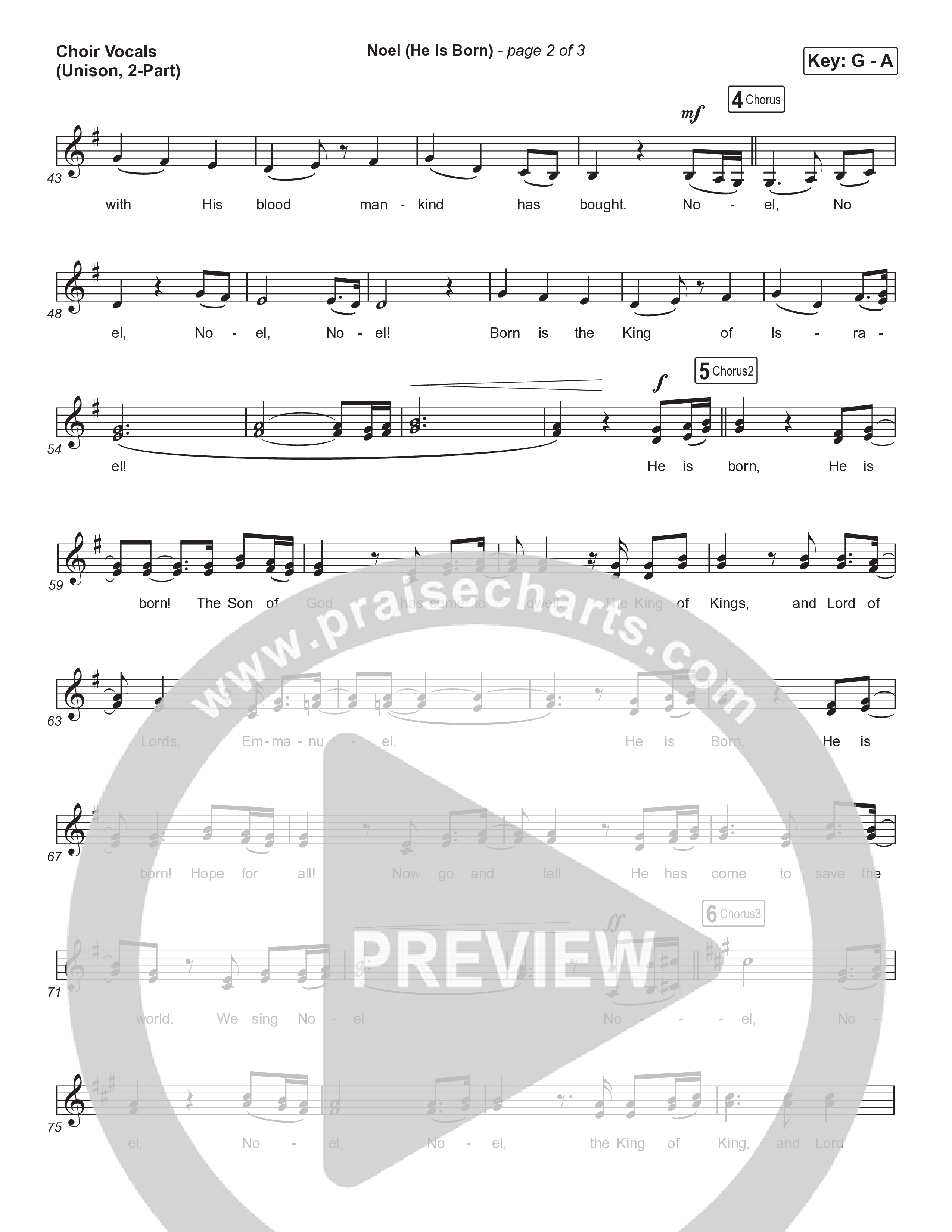 Noel (He Is Born) (Unison/2-Part) Choir Vocals (Uni/2-Part) (Tommee Profitt / Stanaj / Arr. Luke Gambill)