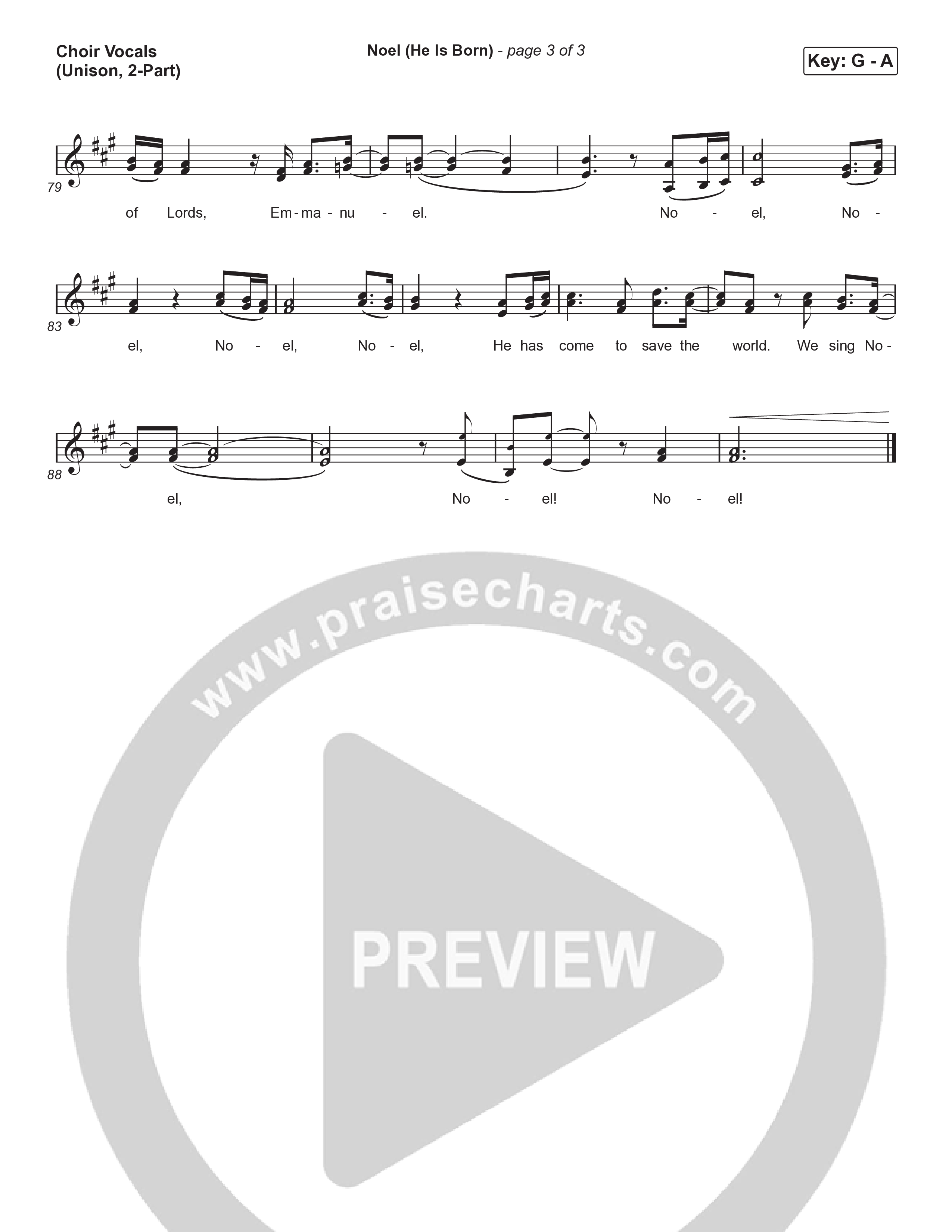 Noel (He Is Born) (Unison/2-Part) Choir Vocals (Uni/2-Part) (Tommee Profitt / Stanaj / Arr. Luke Gambill)