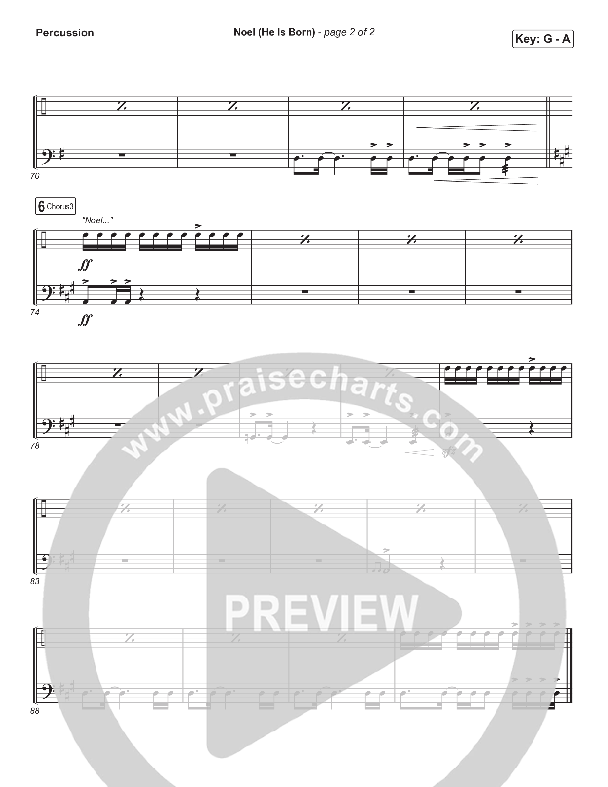 Noel (He Is Born) (Unison/2-Part) Percussion (Tommee Profitt / Stanaj / Arr. Luke Gambill)