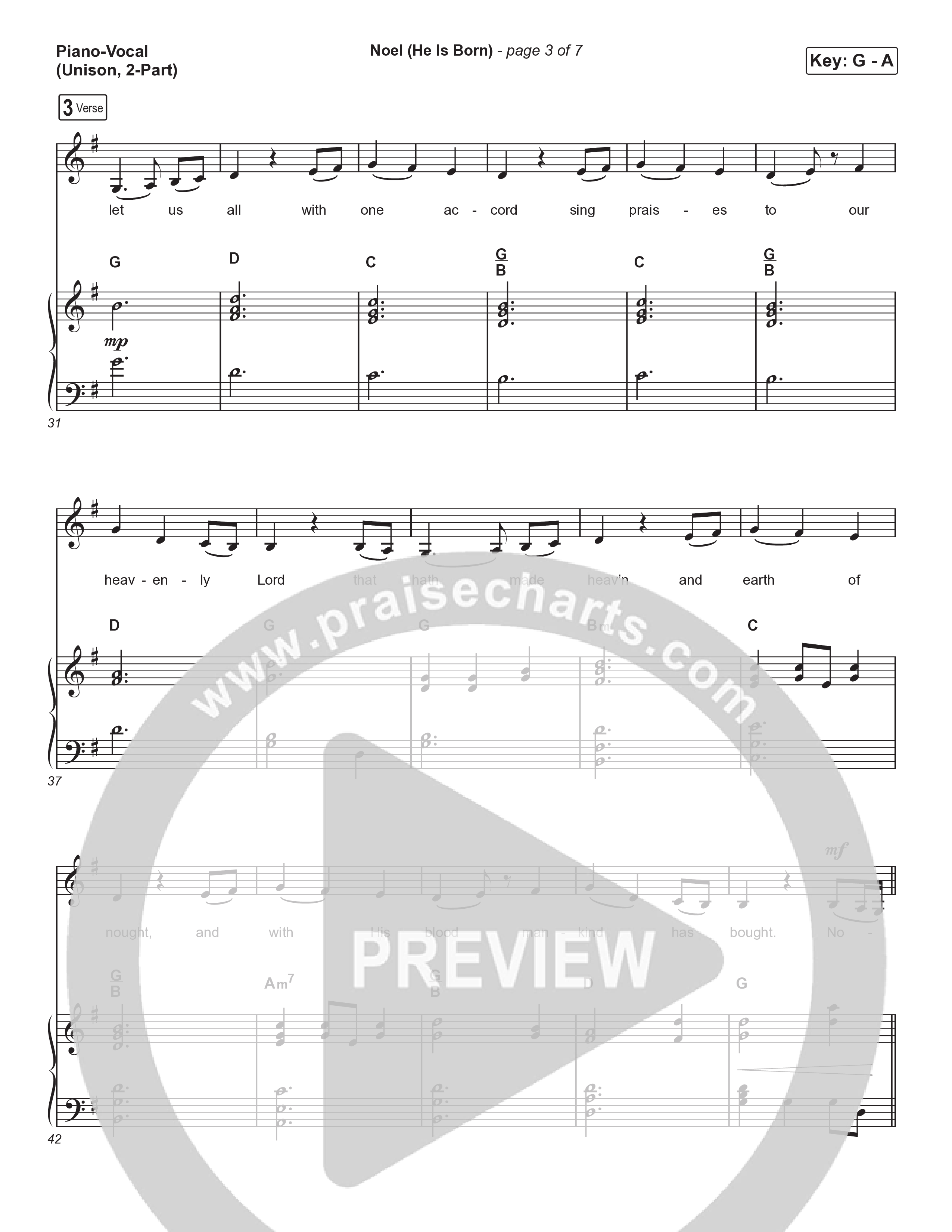 Noel (He Is Born) (Unison/2-Part) Piano/Choir  (Uni/2-Part) (Tommee Profitt / Stanaj / Arr. Luke Gambill)