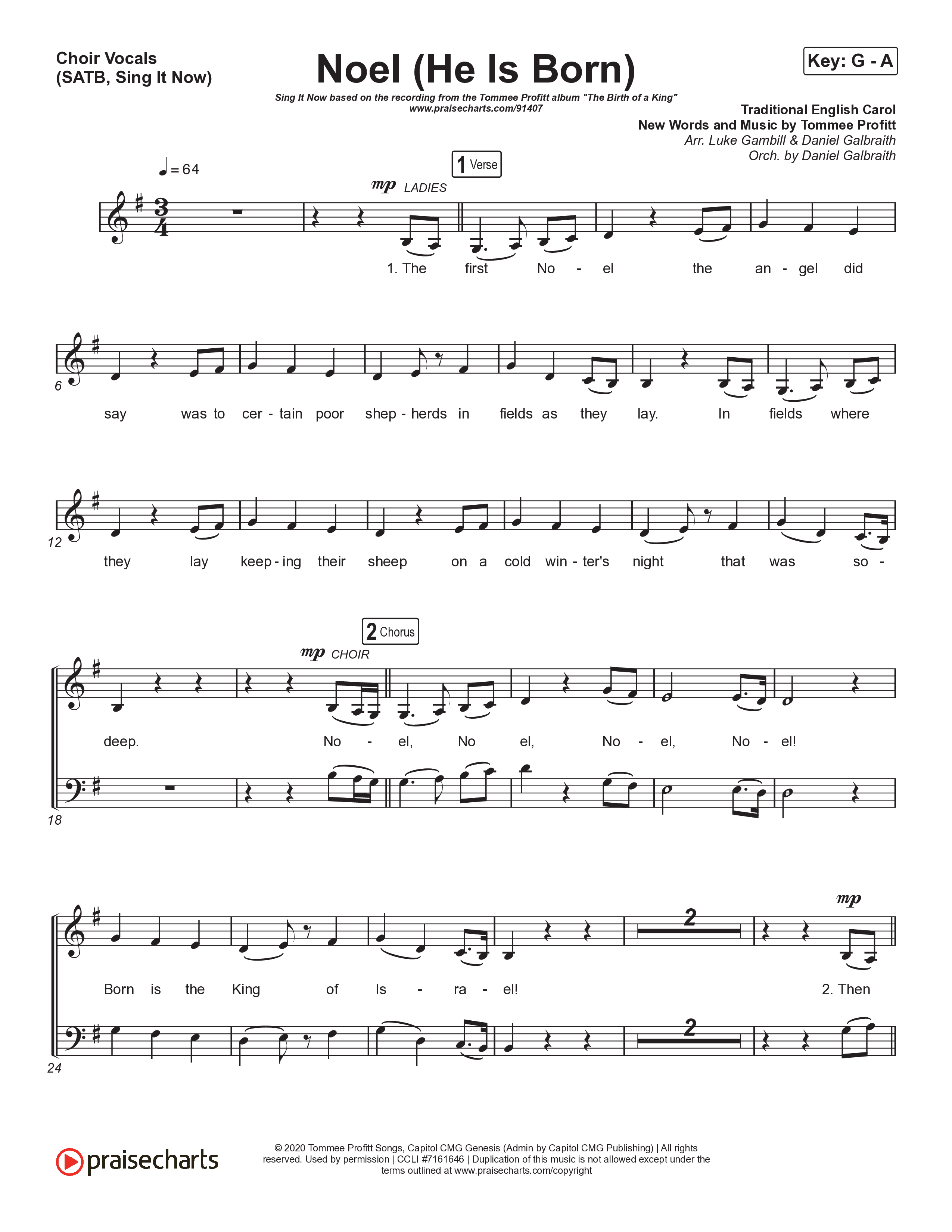 Noel (He Is Born) (Sing It Now) Choir Sheet (SATB) (Tommee Profitt / Stanaj / Arr. Luke Gambill)