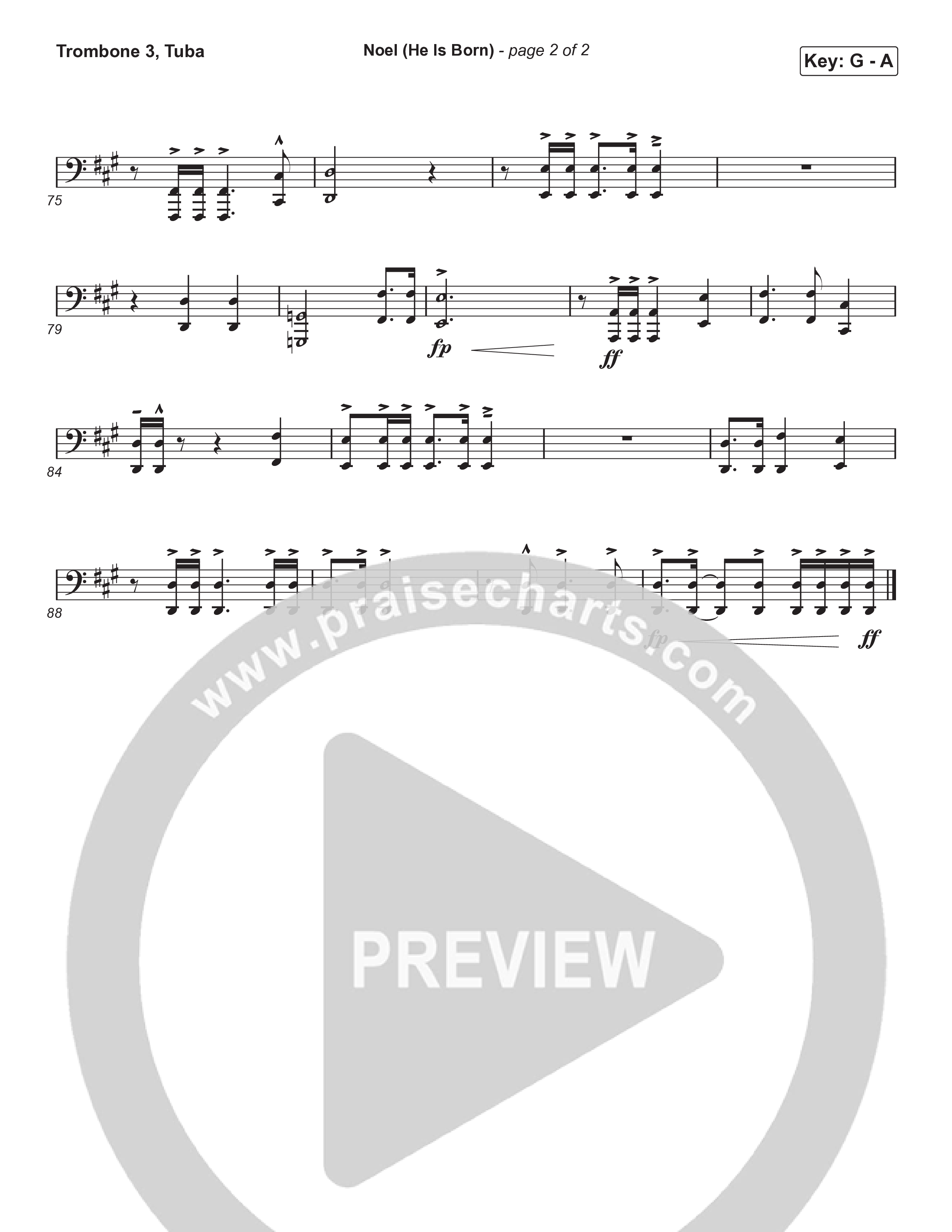 Noel (He Is Born) (Sing It Now) Trombone 3/Tuba (Tommee Profitt / Stanaj / Arr. Luke Gambill)