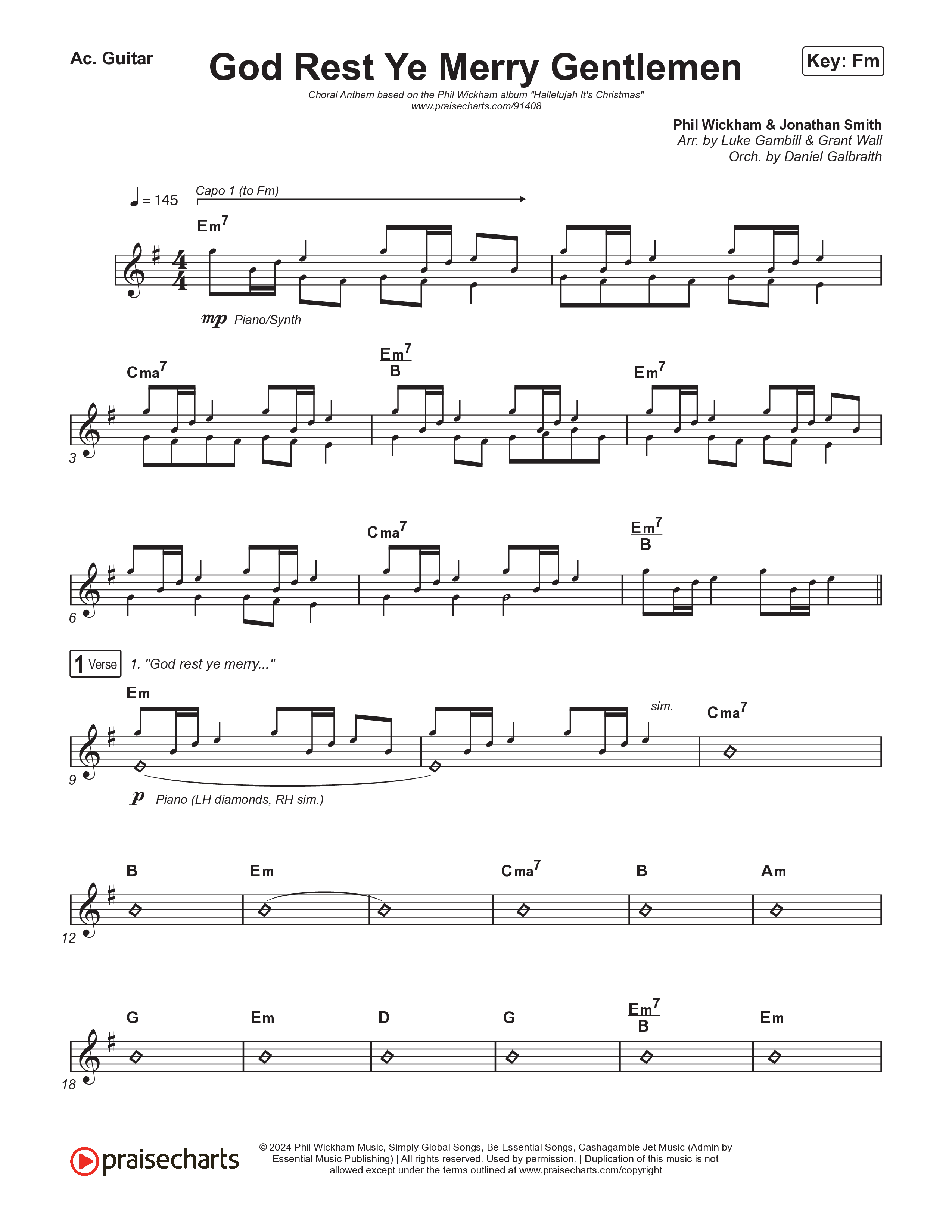God Rest Ye Merry Gentlemen (Choral Anthem SATB) Acoustic Guitar (Phil Wickham / Arr. Luke Gambill)
