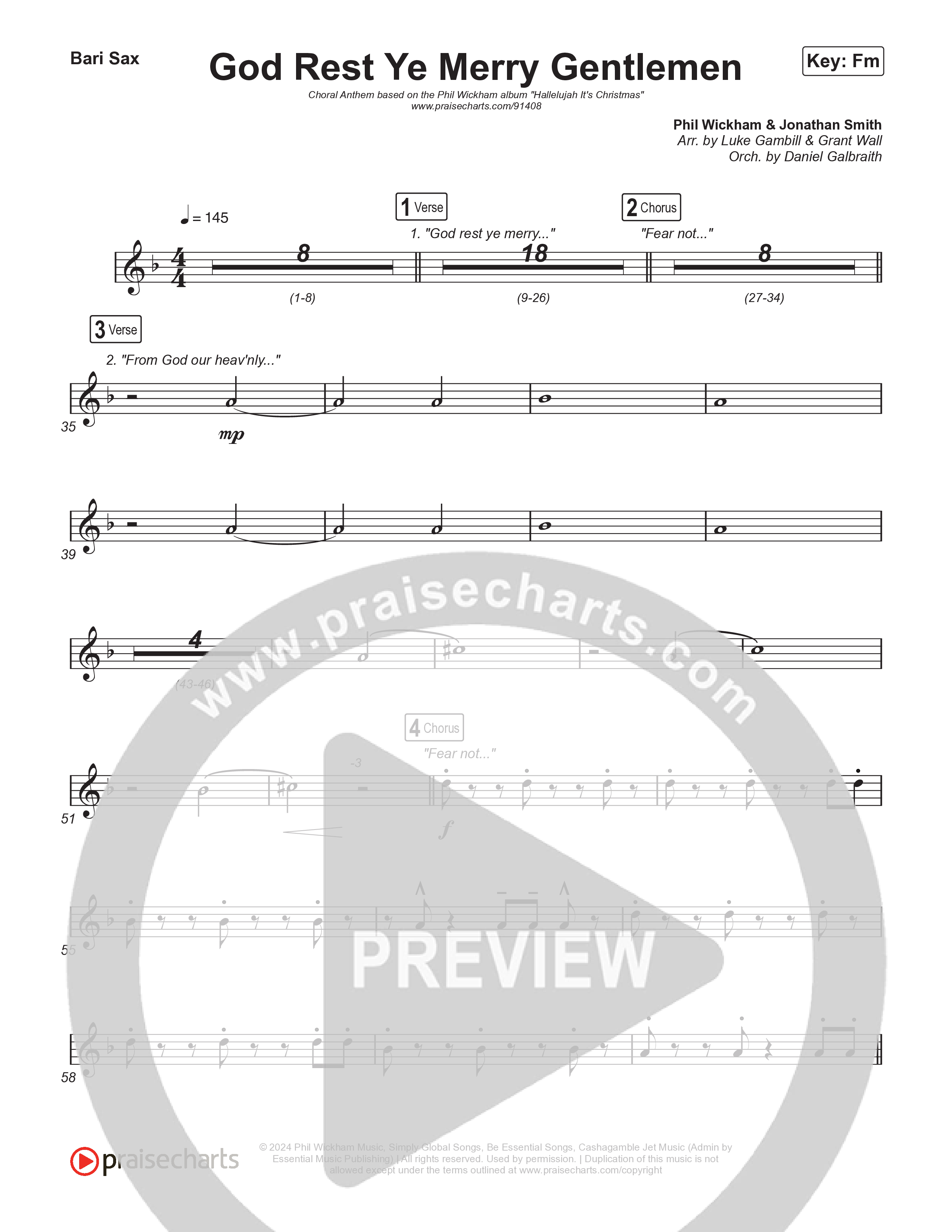God Rest Ye Merry Gentlemen (Choral Anthem SATB) Bari Sax (Phil Wickham / Arr. Luke Gambill)