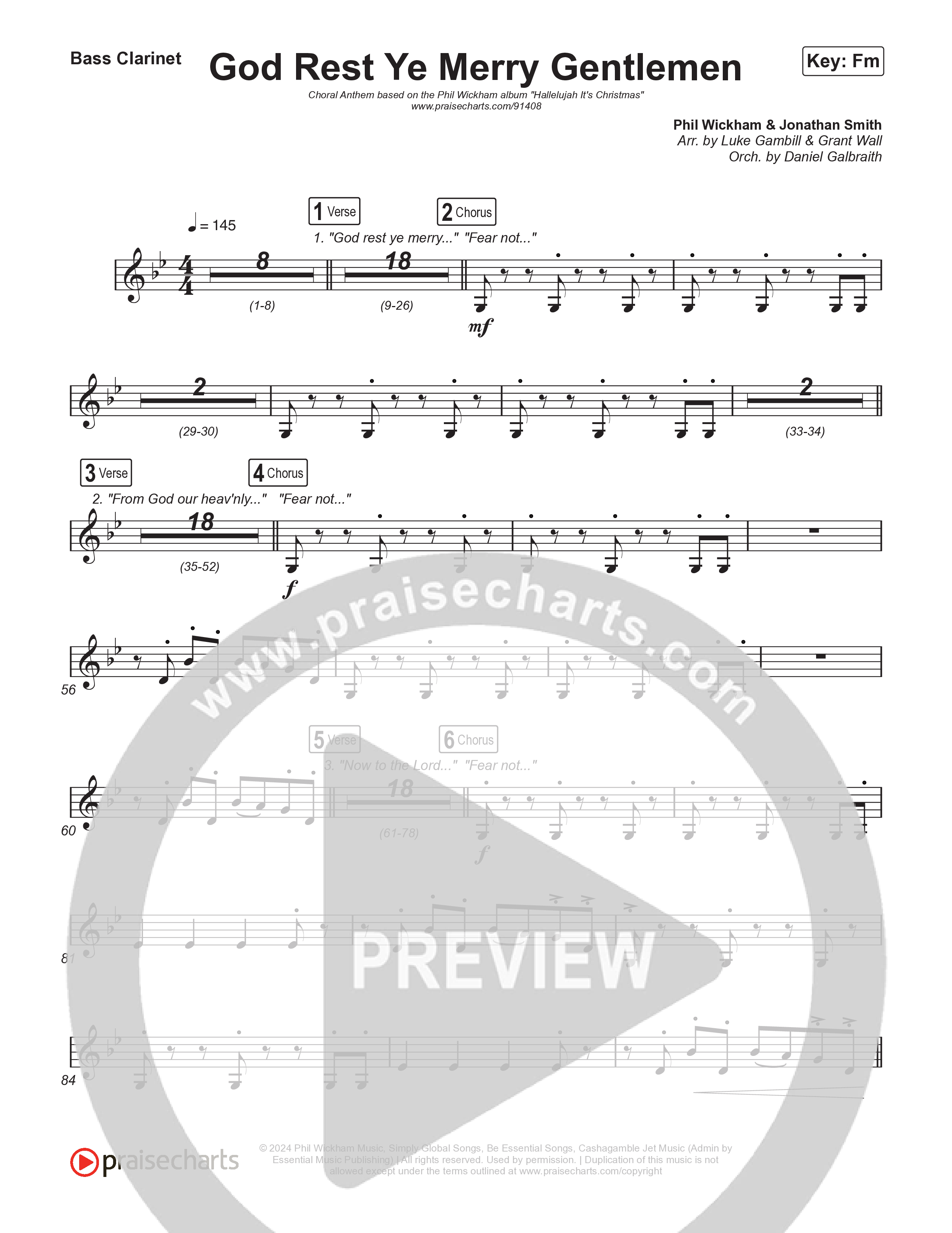 God Rest Ye Merry Gentlemen (Choral Anthem SATB) Clarinet 1,2 (Phil Wickham / Arr. Luke Gambill)