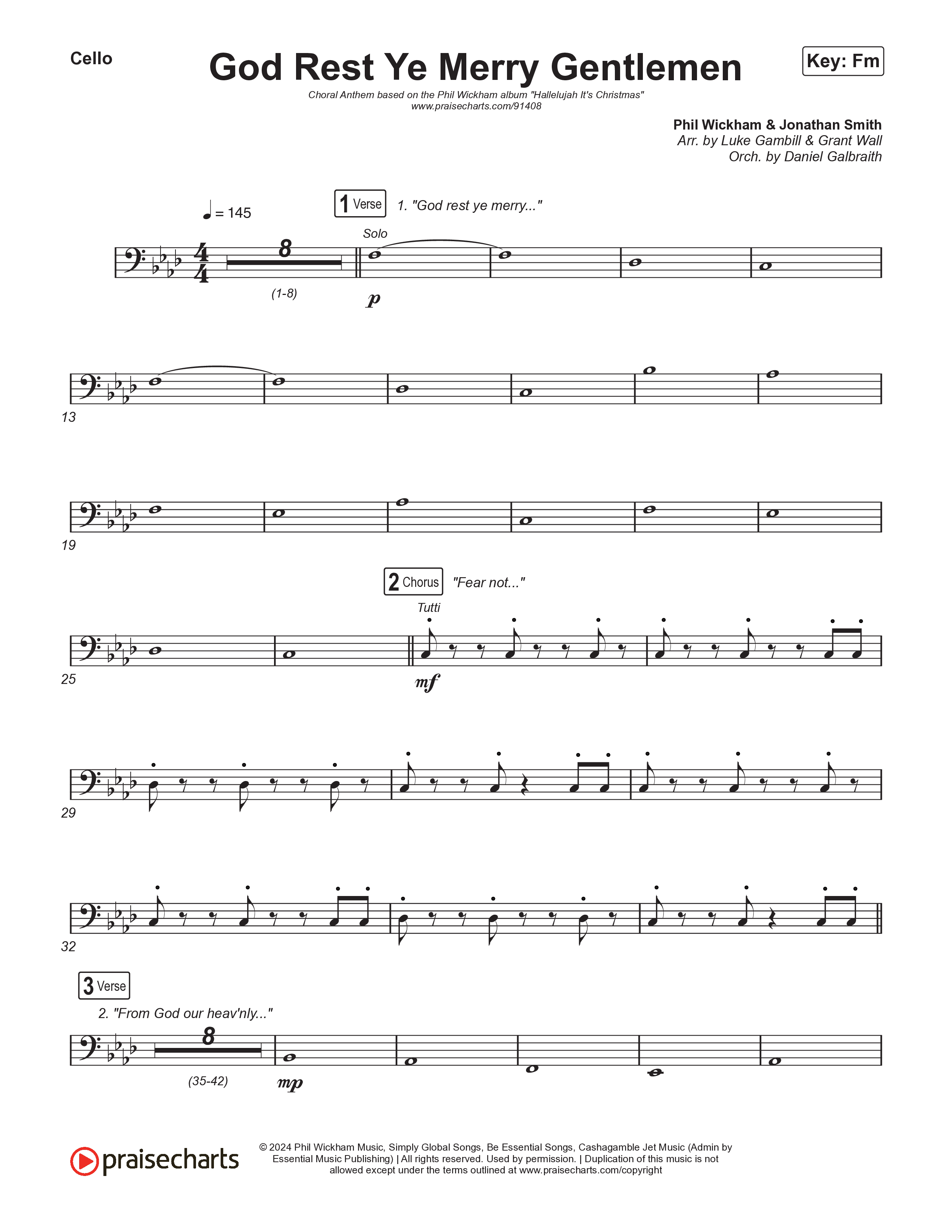 God Rest Ye Merry Gentlemen (Choral Anthem SATB) Cello (Phil Wickham / Arr. Luke Gambill)