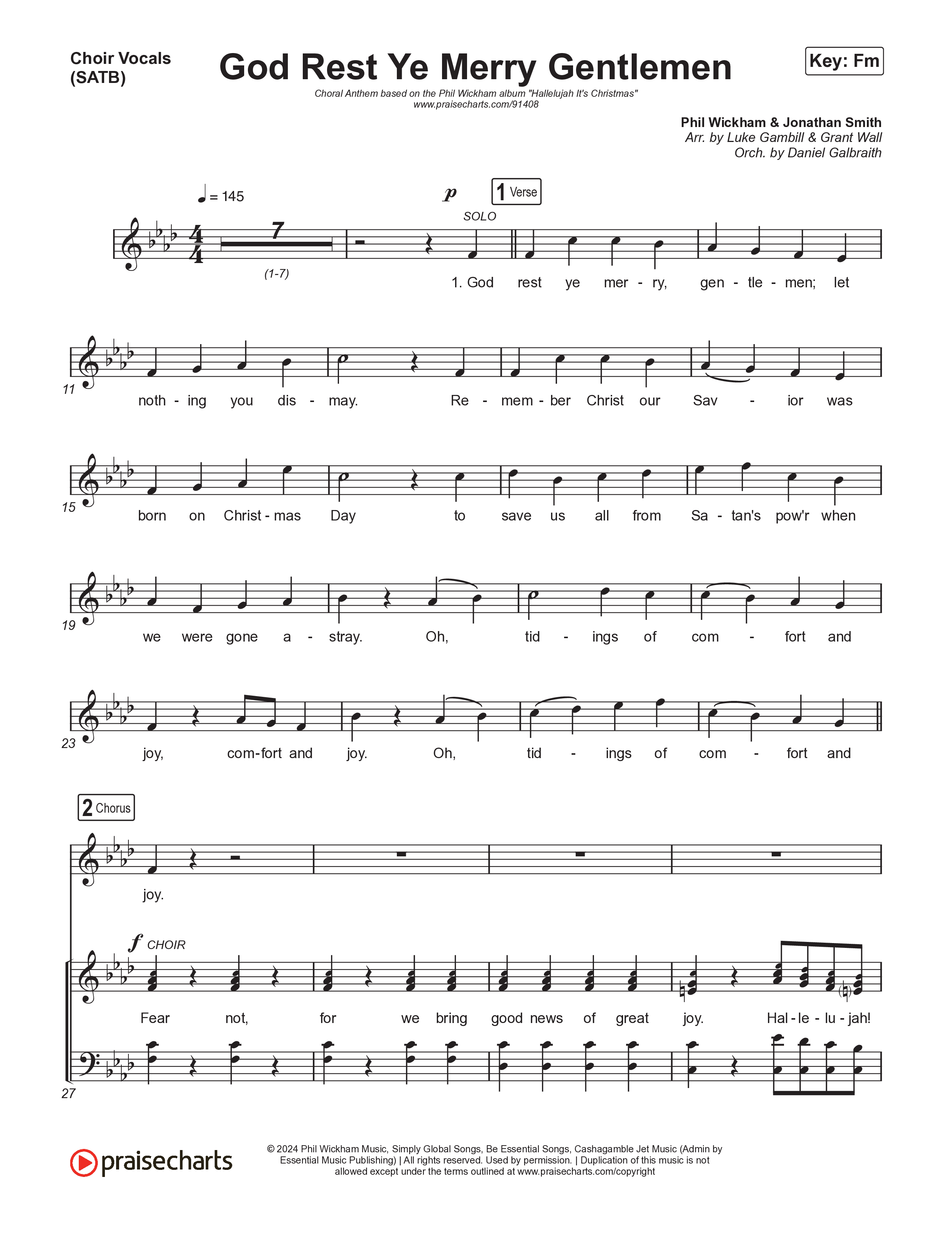 God Rest Ye Merry Gentlemen (Choral Anthem SATB) Choir Sheet (SATB) (Phil Wickham / Arr. Luke Gambill)
