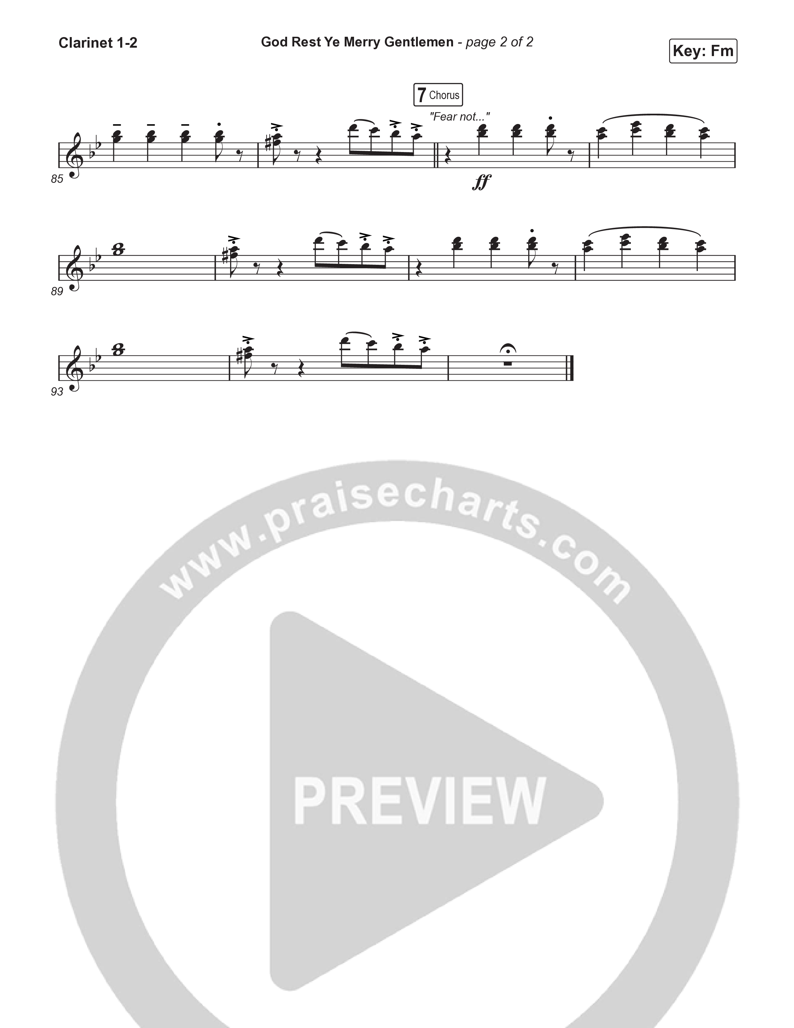 God Rest Ye Merry Gentlemen (Choral Anthem SATB) Clarinet 1,2 (Phil Wickham / Arr. Luke Gambill)