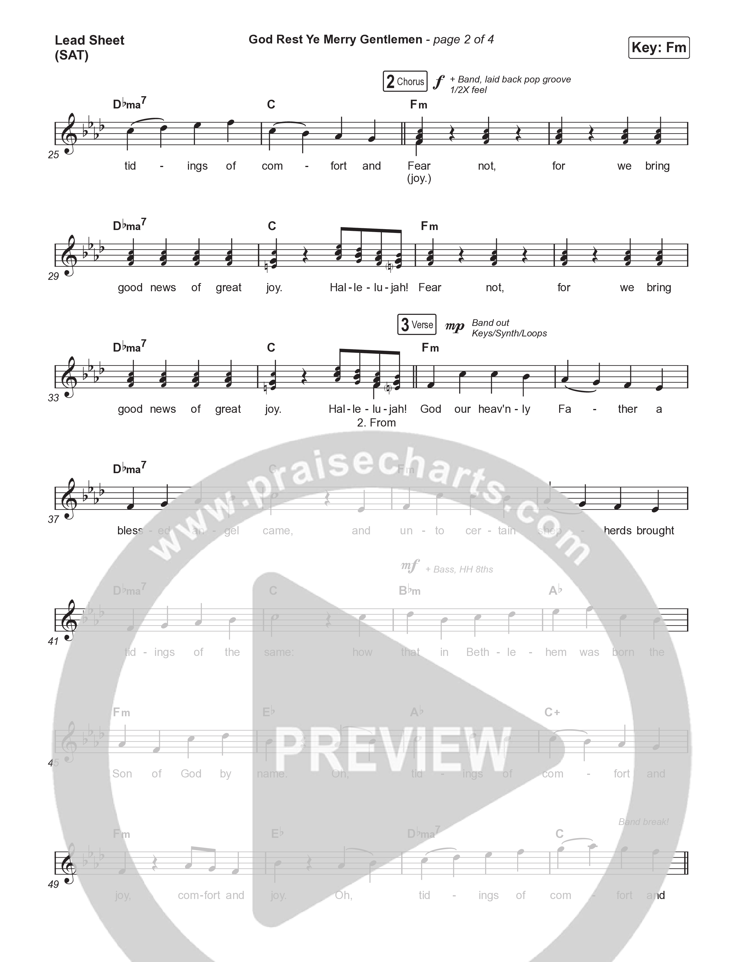 God Rest Ye Merry Gentlemen (Choral Anthem SATB) Lead Sheet (SAT) (Phil Wickham / Arr. Luke Gambill)