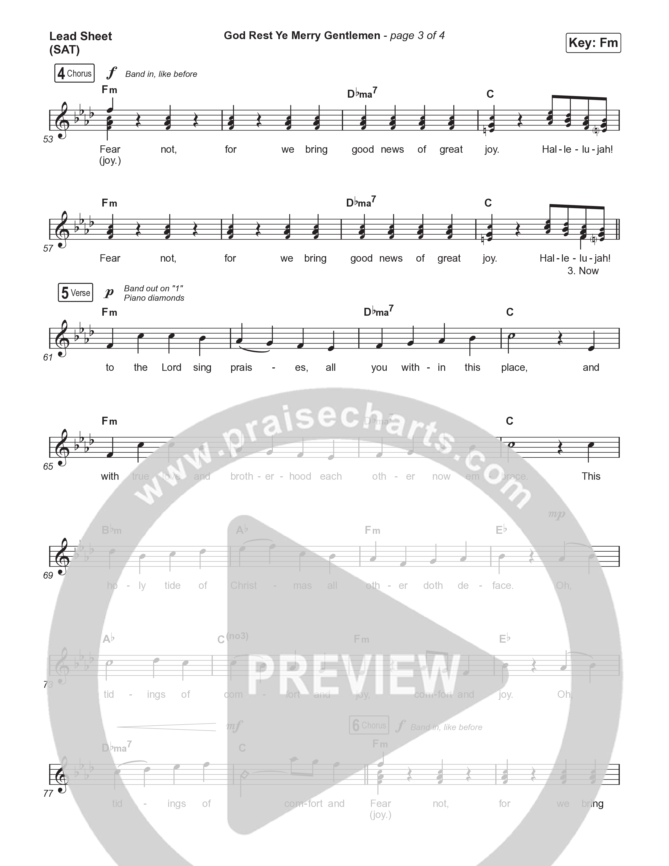 God Rest Ye Merry Gentlemen (Choral Anthem SATB) Lead Sheet (SAT) (Phil Wickham / Arr. Luke Gambill)