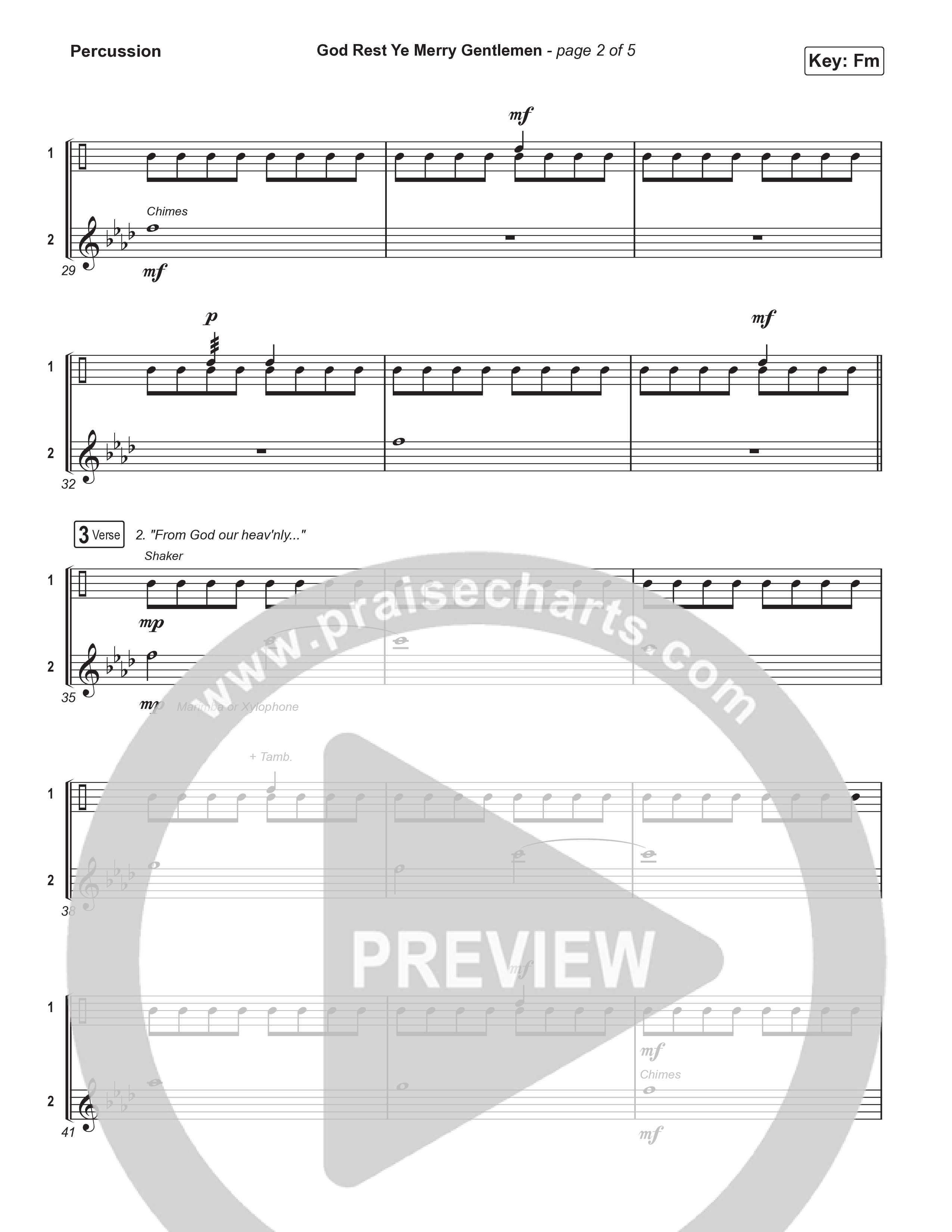 God Rest Ye Merry Gentlemen (Choral Anthem SATB) Percussion (Phil Wickham / Arr. Luke Gambill)