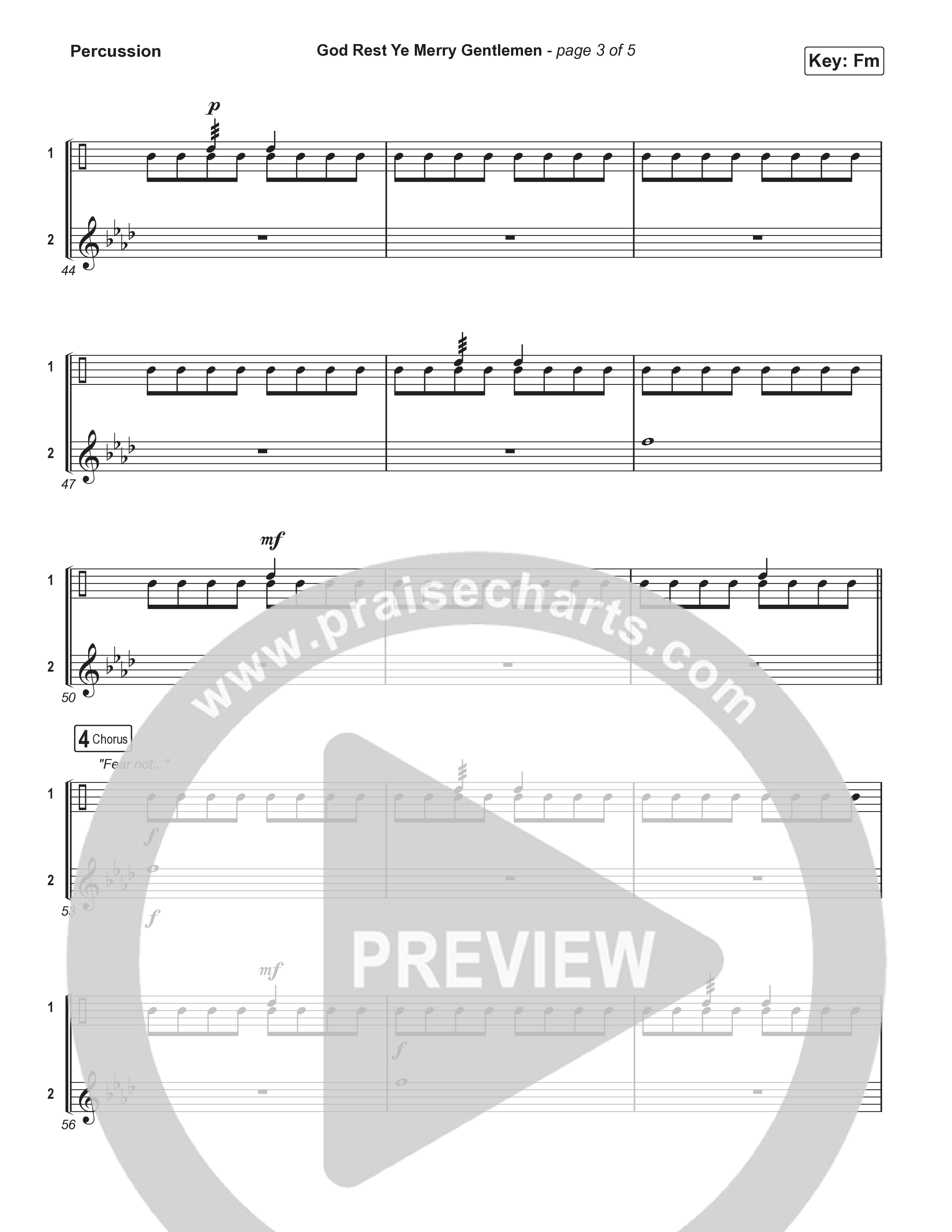 God Rest Ye Merry Gentlemen (Choral Anthem SATB) Percussion (Phil Wickham / Arr. Luke Gambill)