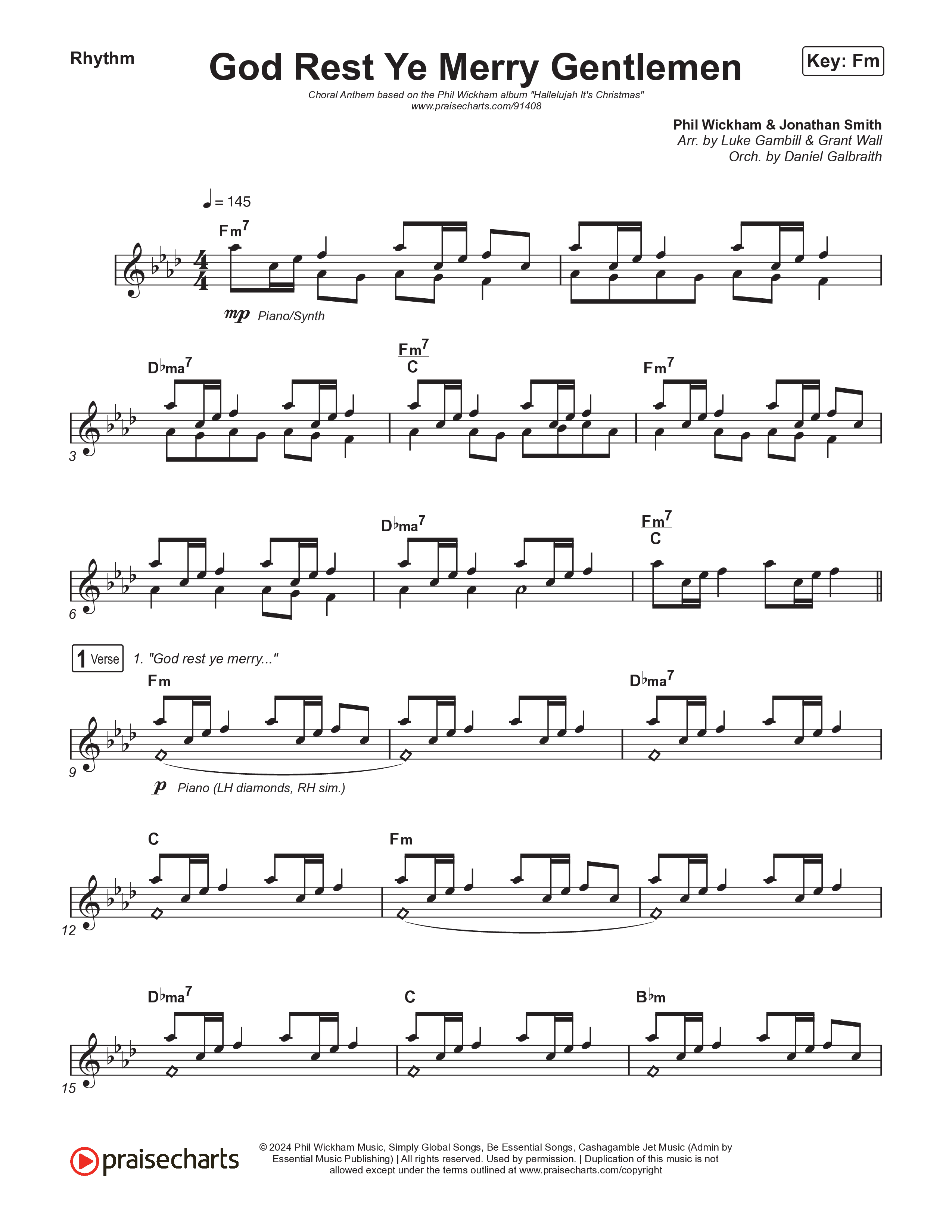God Rest Ye Merry Gentlemen (Choral Anthem SATB) Rhythm Pack (Phil Wickham / Arr. Luke Gambill)