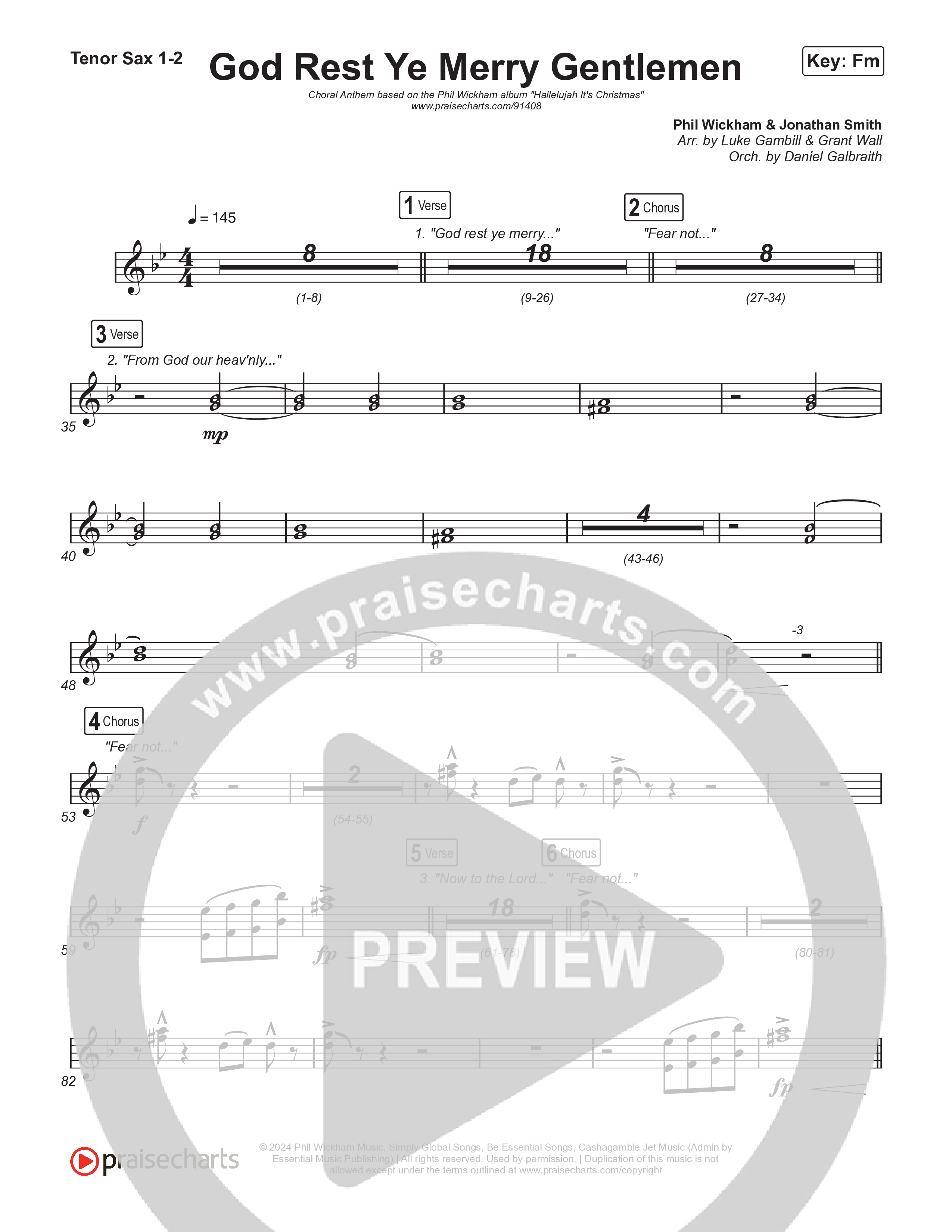 God Rest Ye Merry Gentlemen (Choral Anthem SATB) Sax Pack (Phil Wickham / Arr. Luke Gambill)