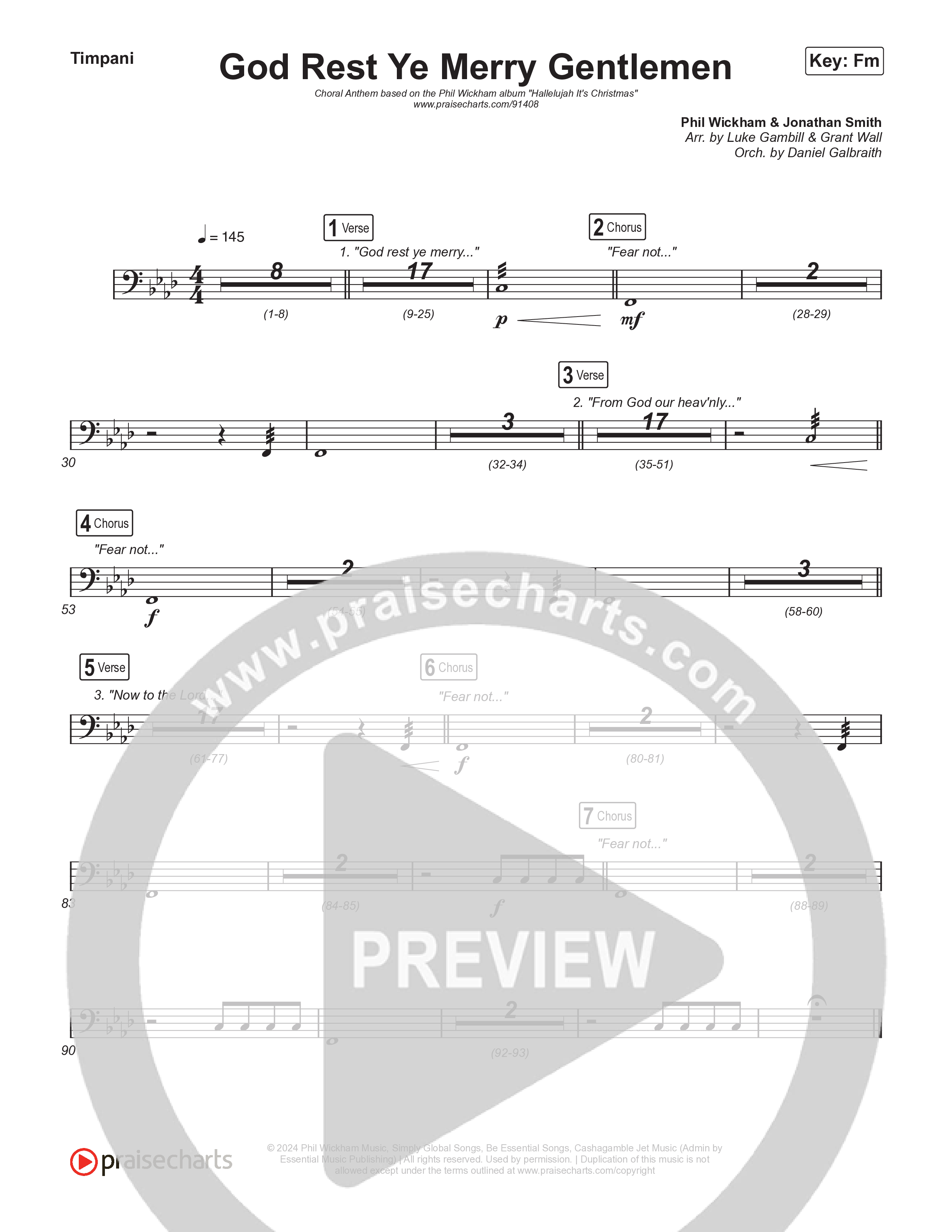 God Rest Ye Merry Gentlemen (Choral Anthem SATB) Timpani (Phil Wickham / Arr. Luke Gambill)