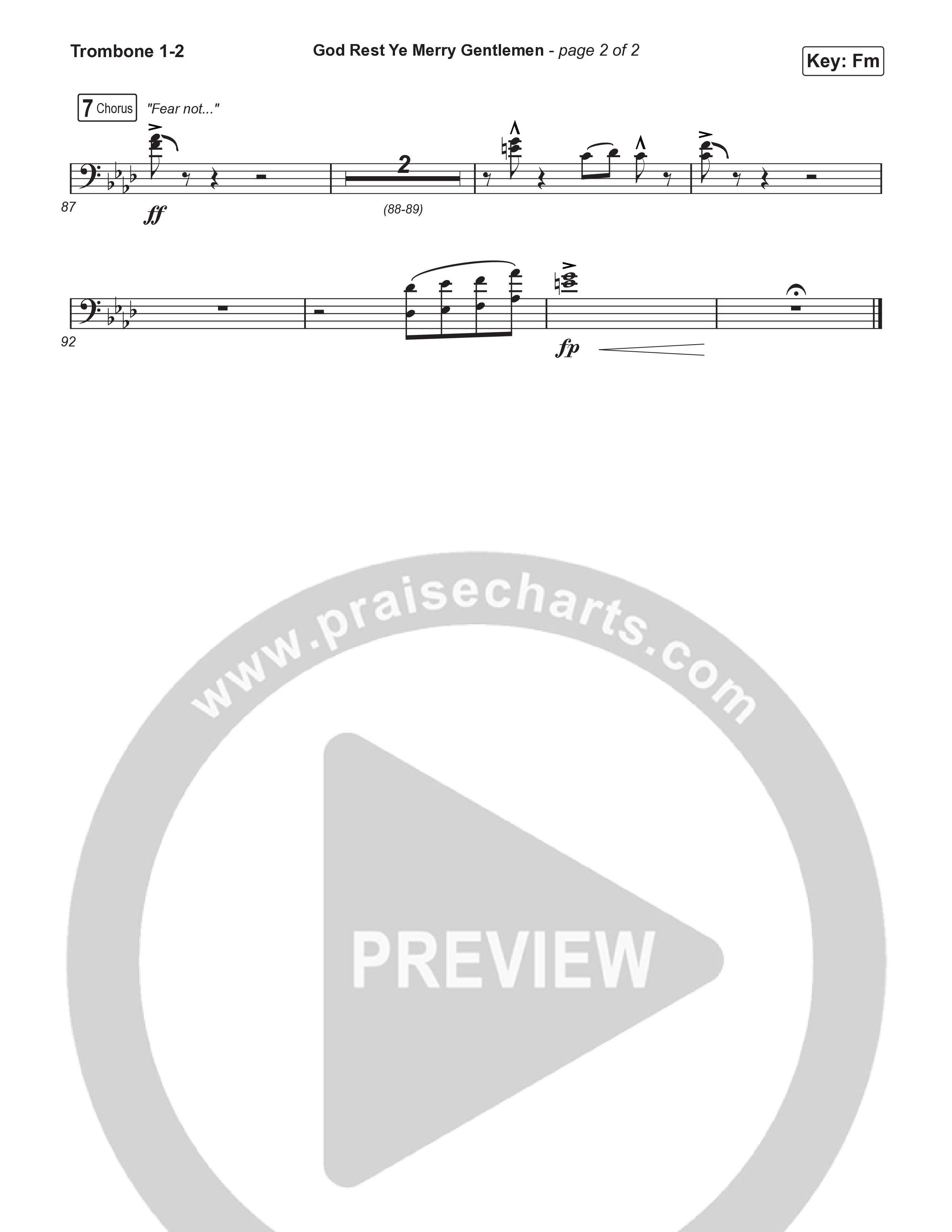 God Rest Ye Merry Gentlemen (Choral Anthem SATB) Trombone 1,2 (Phil Wickham / Arr. Luke Gambill)