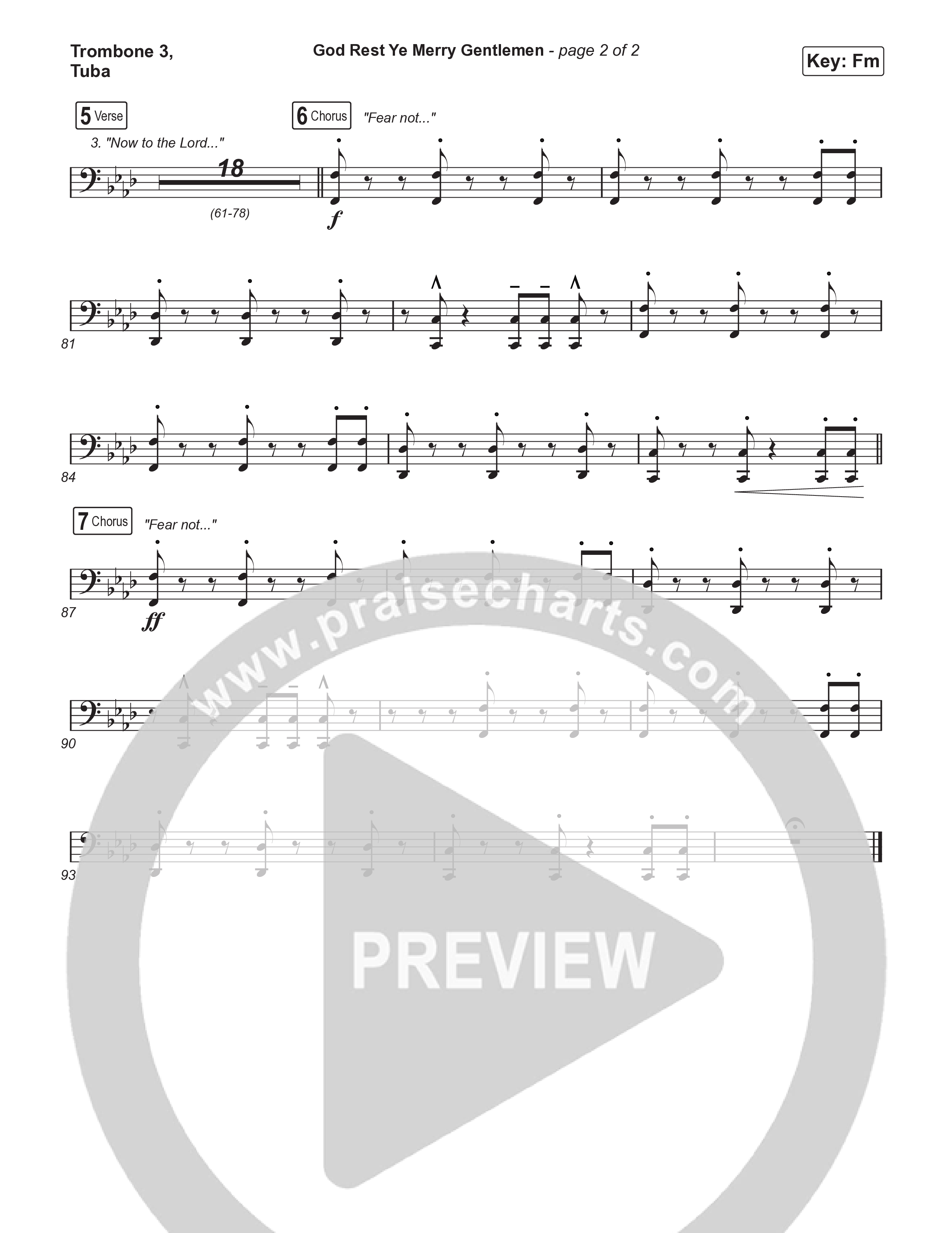God Rest Ye Merry Gentlemen (Choral Anthem SATB) Trombone 3/Tuba (Phil Wickham / Arr. Luke Gambill)