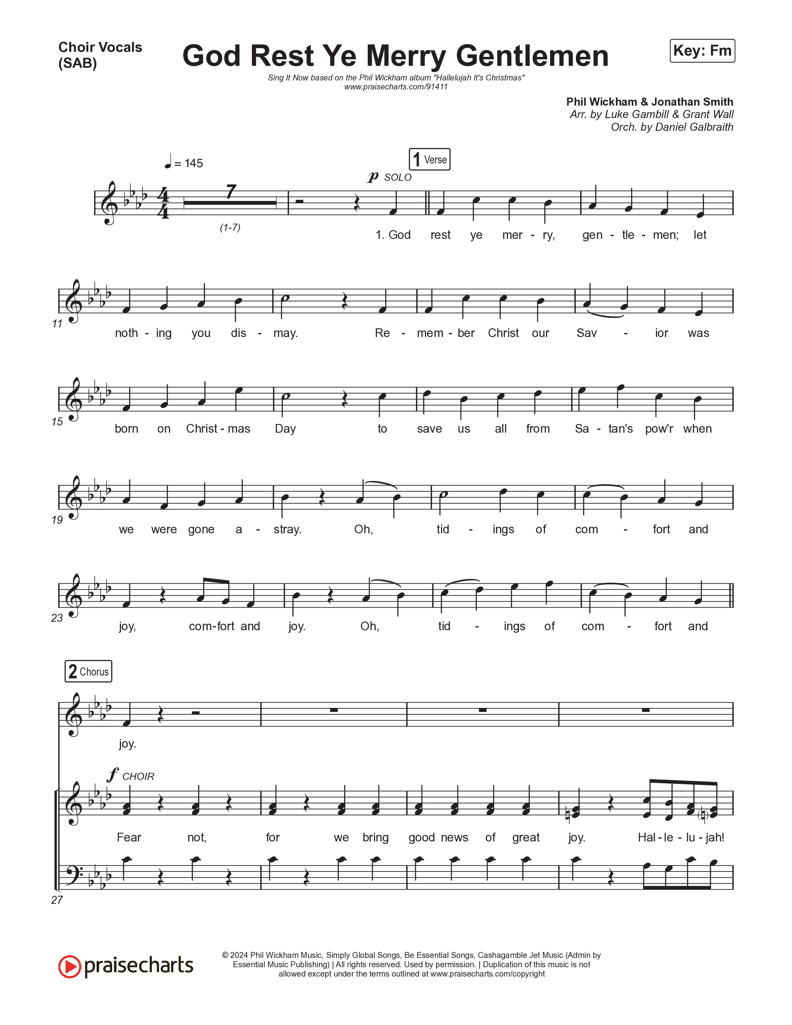 God Rest Ye Merry Gentlemen (Worship Choir/SAB) Choir Sheet (SAB) (Phil Wickham / Arr. Luke Gambill)