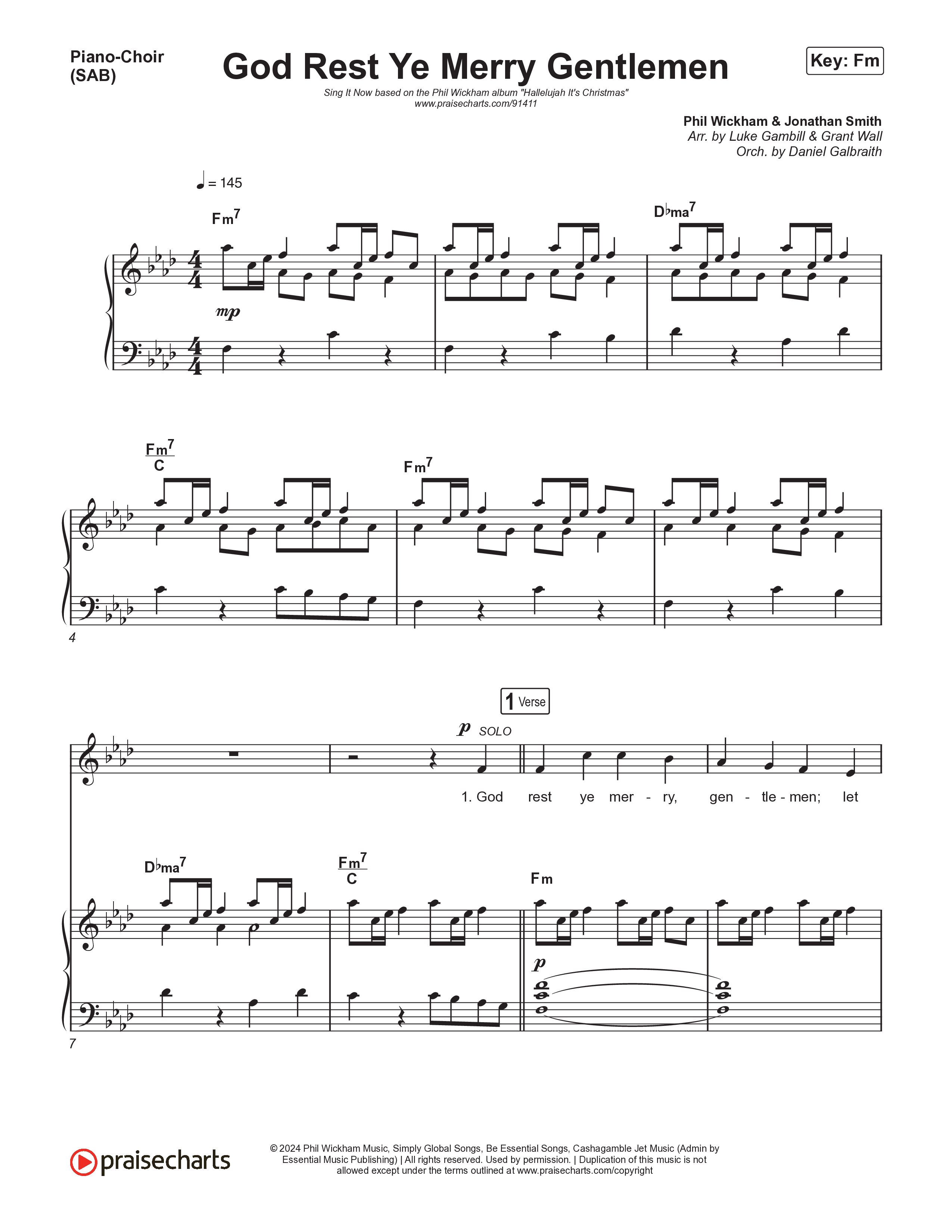 God Rest Ye Merry Gentlemen (Worship Choir/SAB) Piano/Choir (SAB) (Phil Wickham / Arr. Luke Gambill)