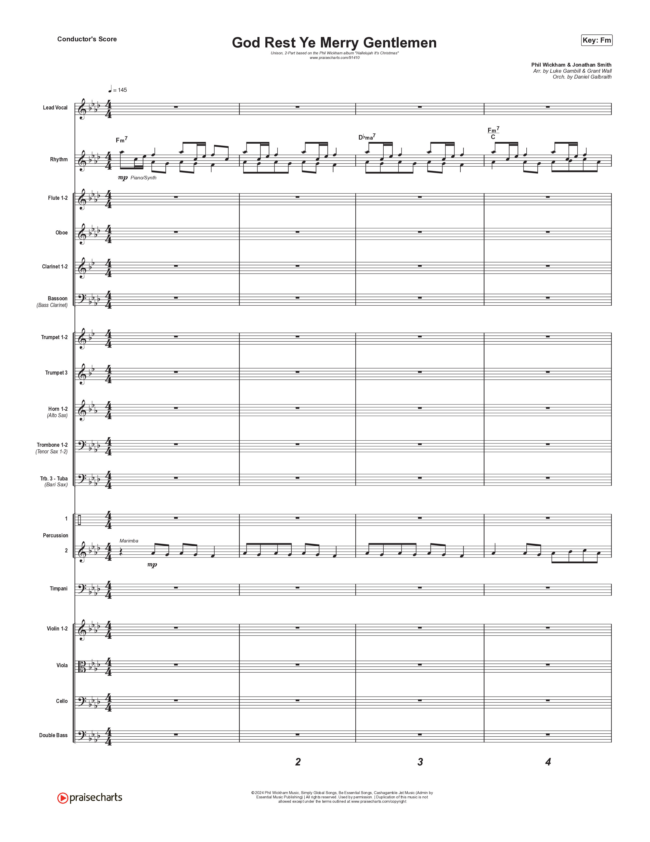 God Rest Ye Merry Gentlemen (Unison/2-Part) Orchestration (Phil Wickham / Arr. Luke Gambill)